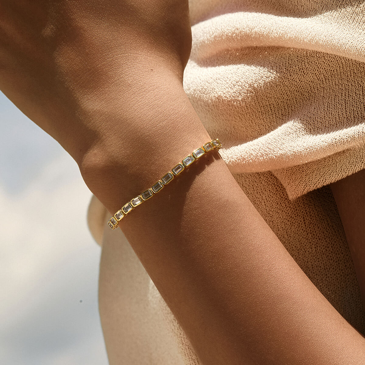 Bezel Emerald Tennis Bracelet - Image 12