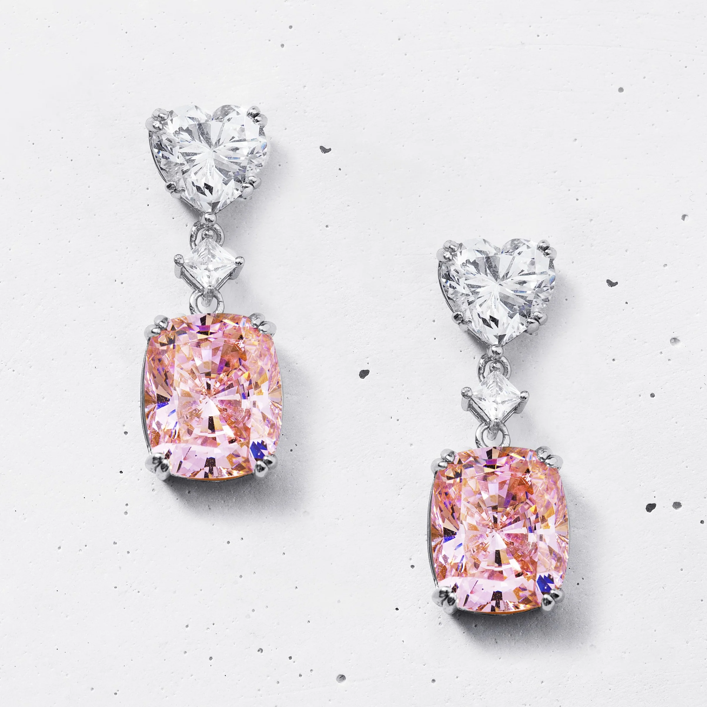 Heart X Cushion Drop Earrings | HighCarbon - Image 3