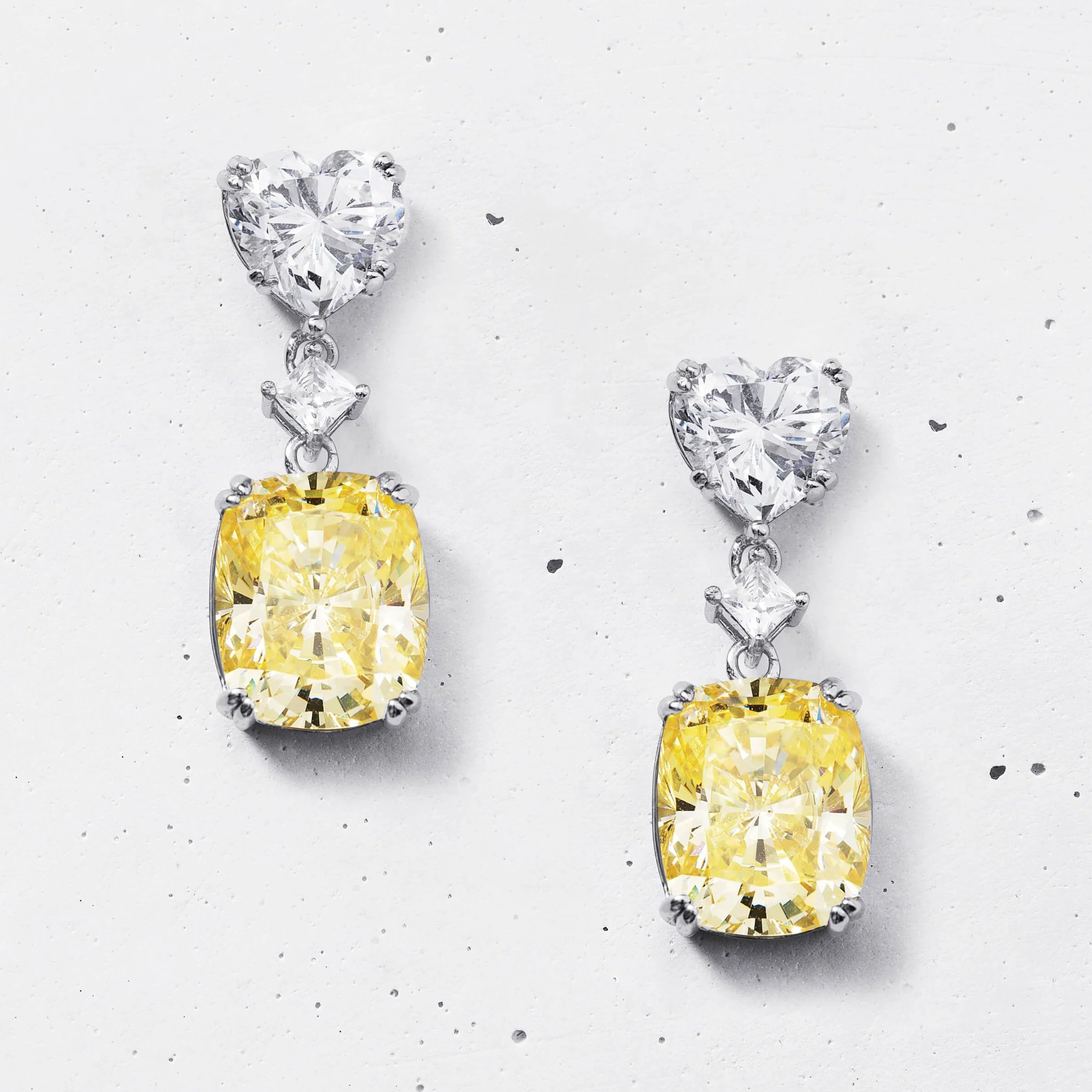 Heart X Cushion Drop Earrings | HighCarbon - Image 4