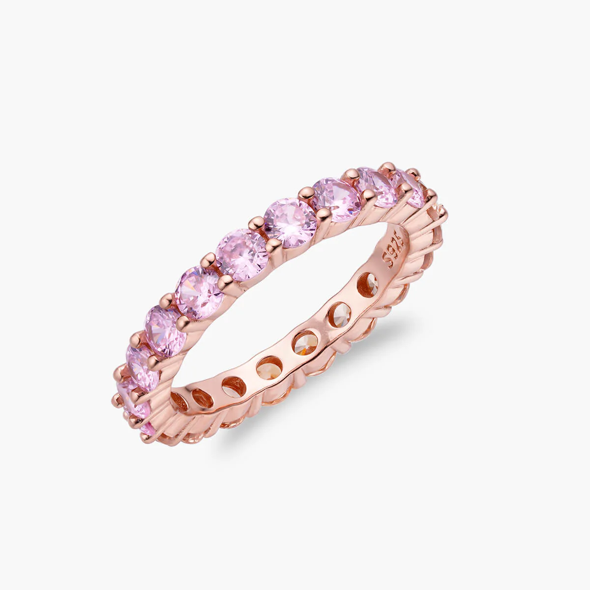 Champagne Pink Petite Brilliant Round Band - Image 3