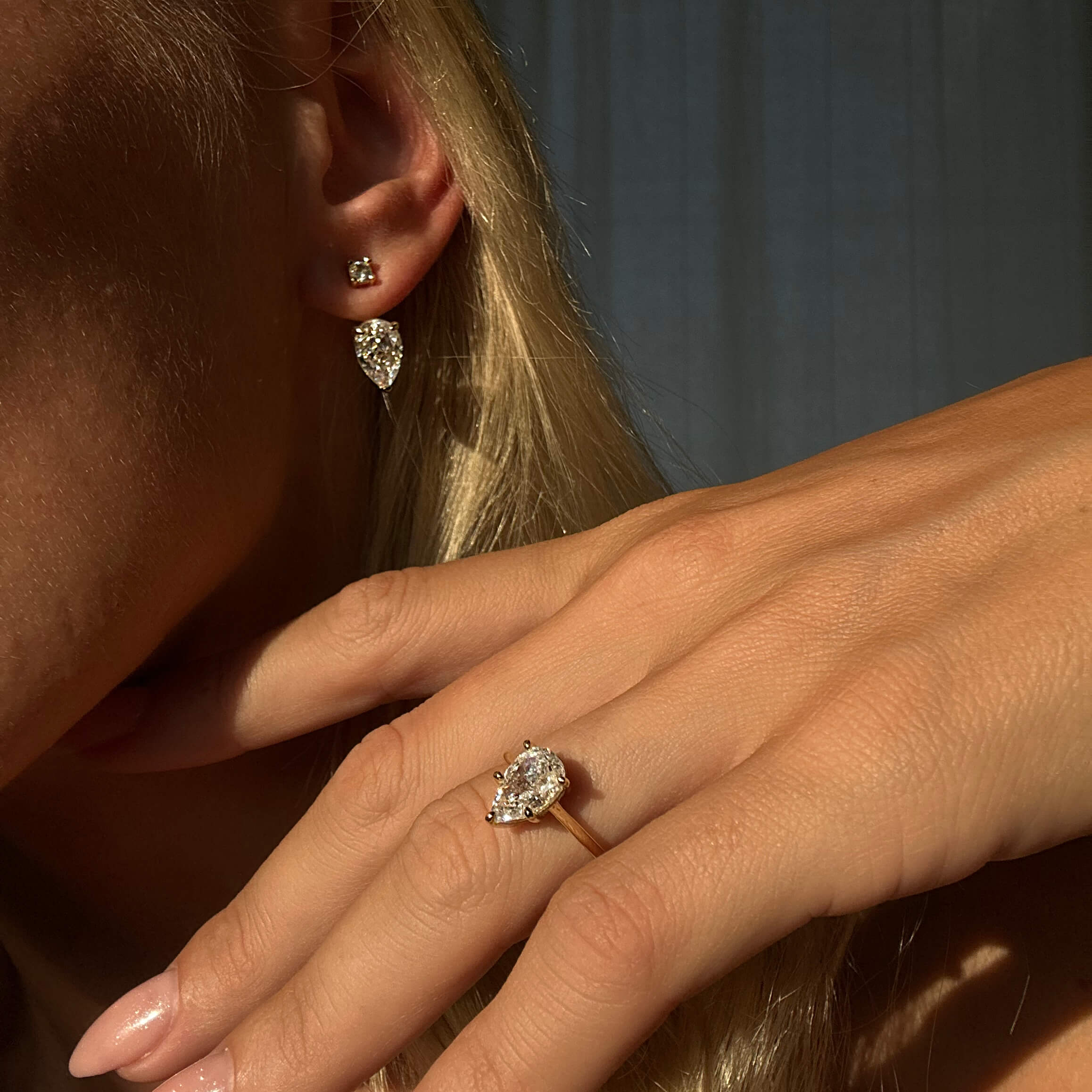 Pear Solitaire Ring - Image 3