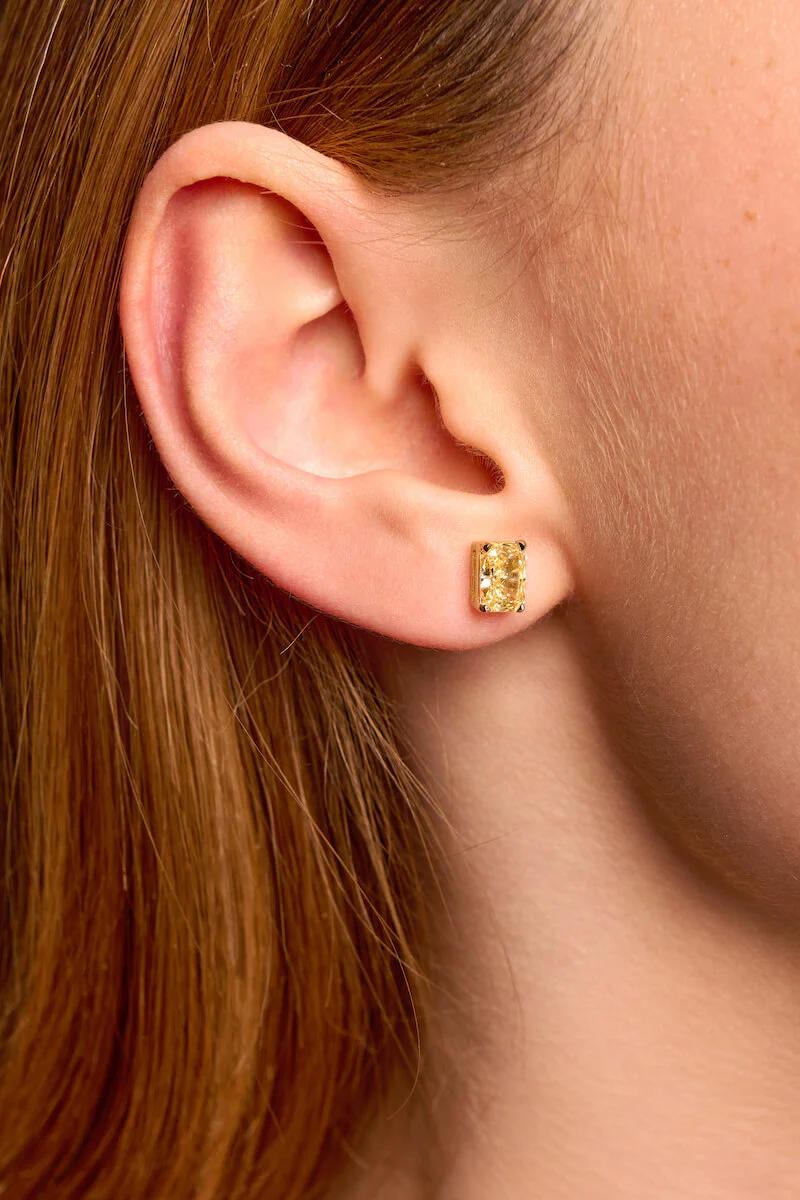 Crushed Ice Rectangular Stud Earrings - Image 3