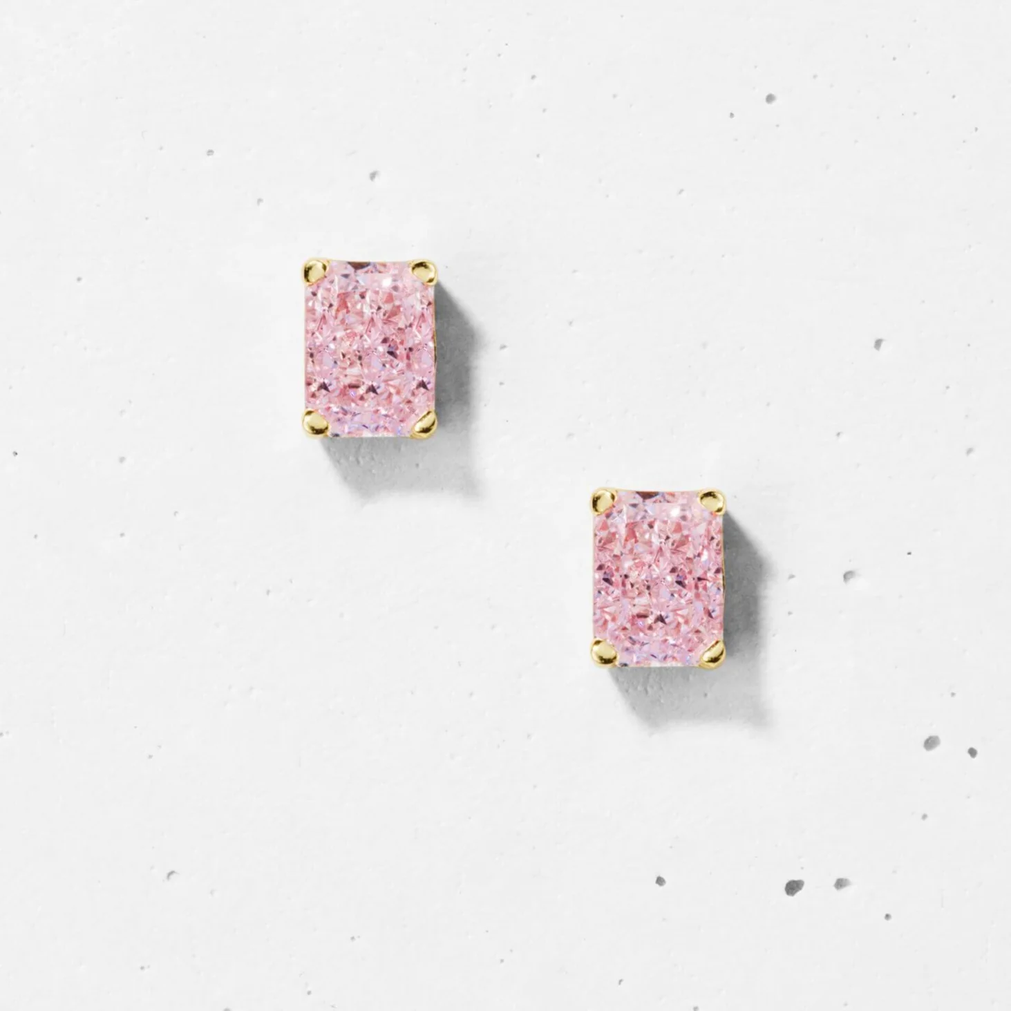 Crushed Ice Rectangular Stud Earrings - Image 4