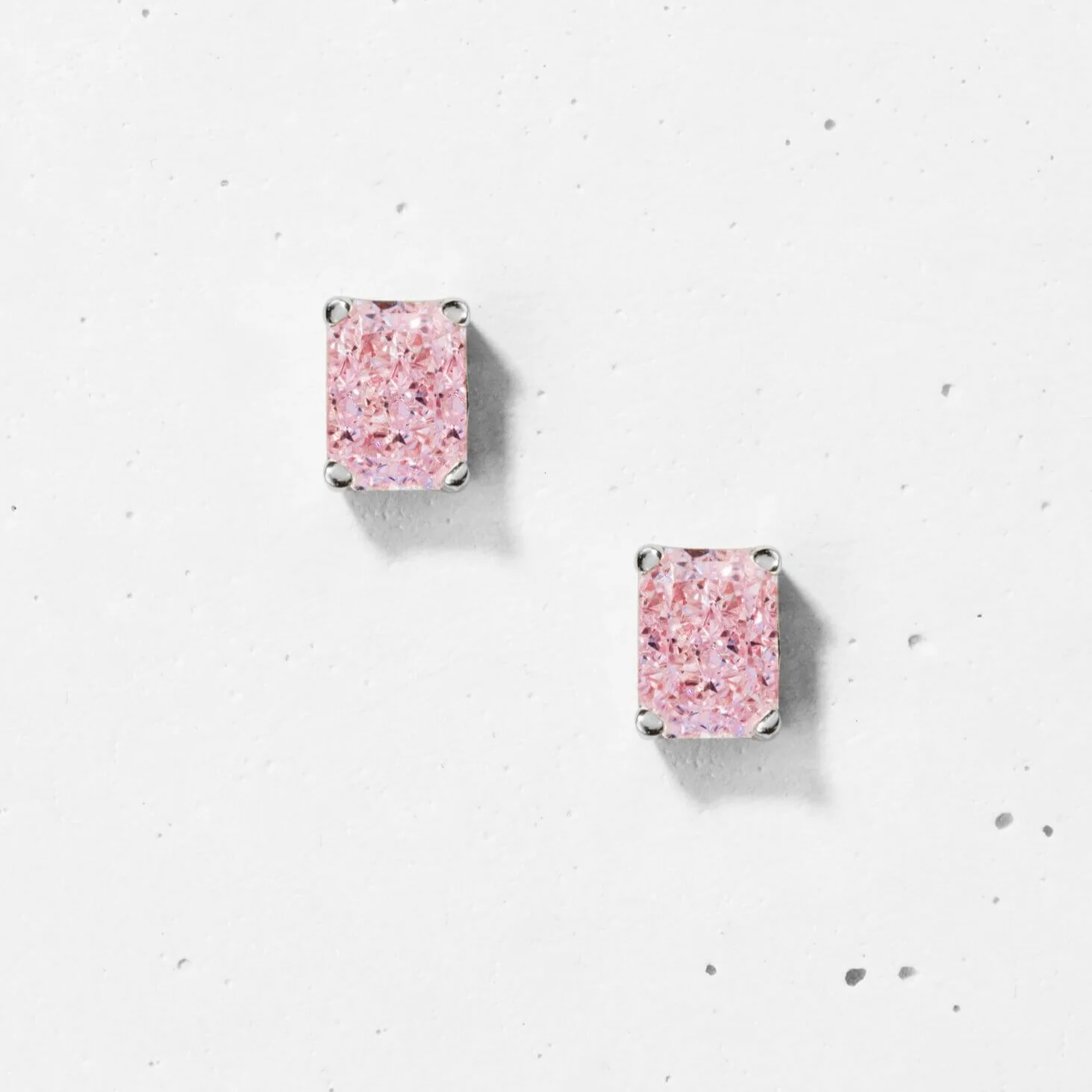 Crushed Ice Rectangular Stud Earrings - Image 5