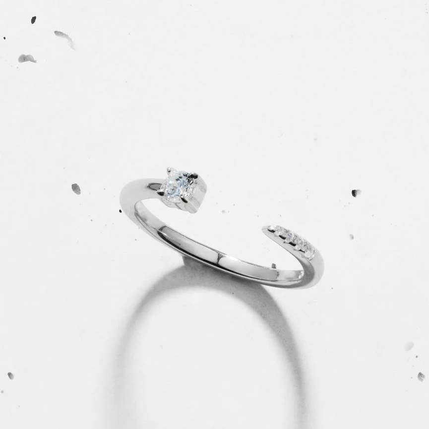 Dainty Brilliant Round Open Ring - Image 2