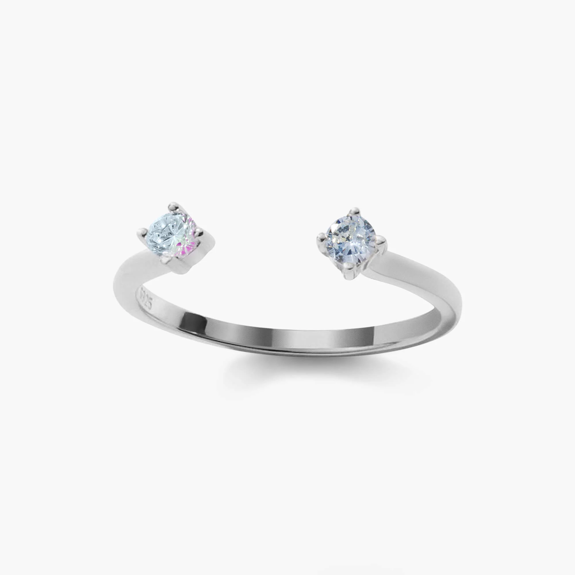 Dainty Duo Brilliant Round Open Ring - Image 2