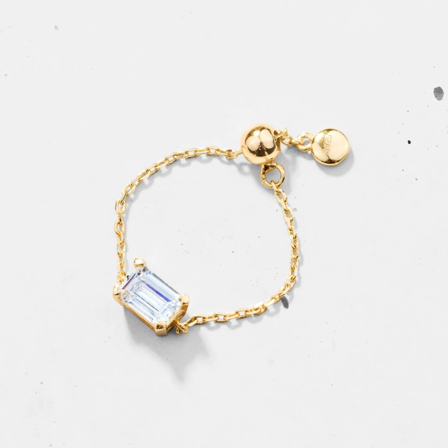 Dainty Emerald Chain Ring - Image 2