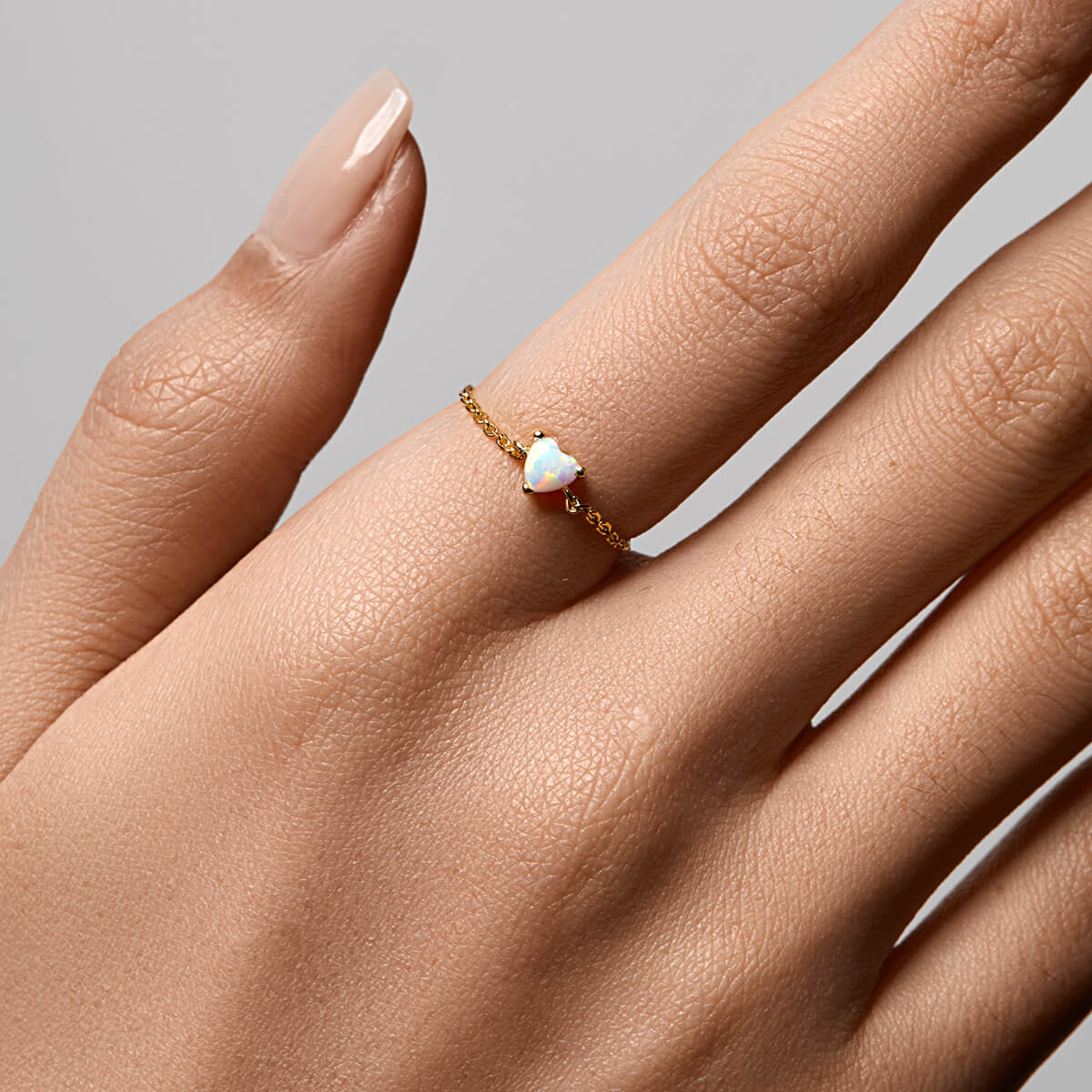 Dainty Heart Chain Ring - Image 6