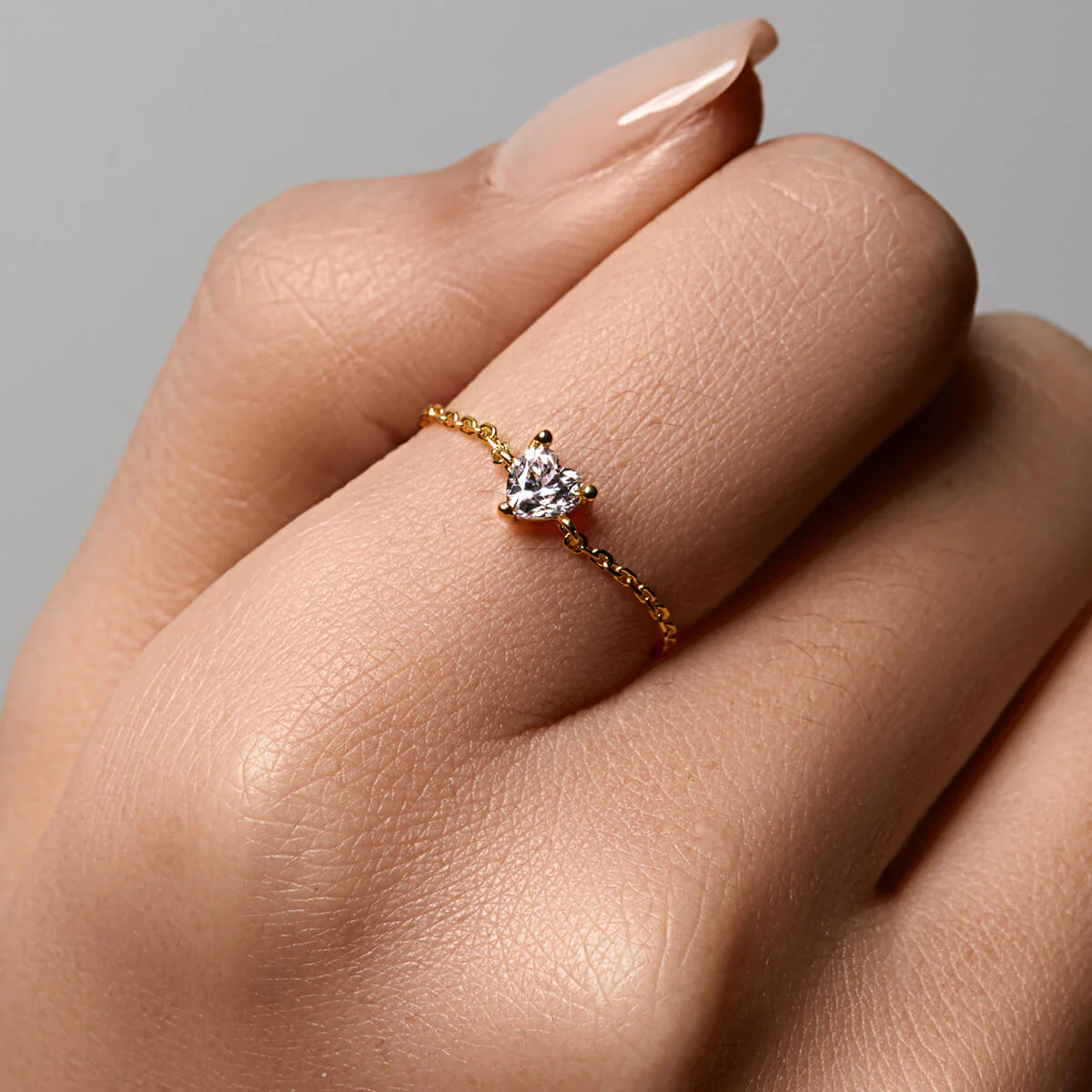 Dainty Heart Chain Ring - Image 7