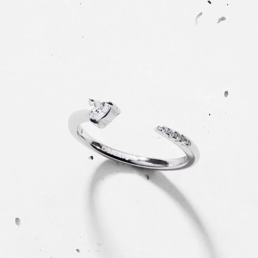 Dainty Heart Open Ring - Image 2