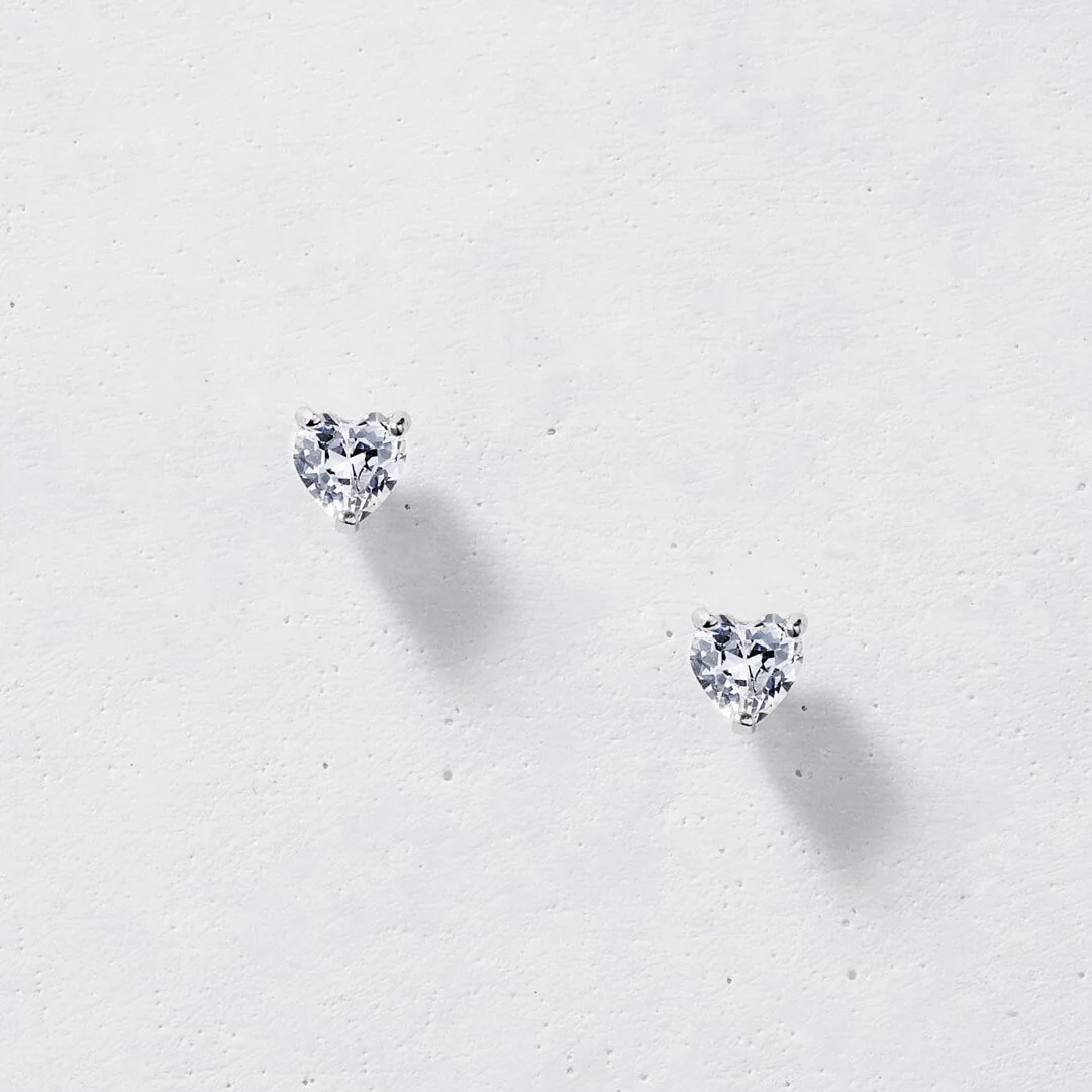 Dainty Heart Stud Earrings - Image 3