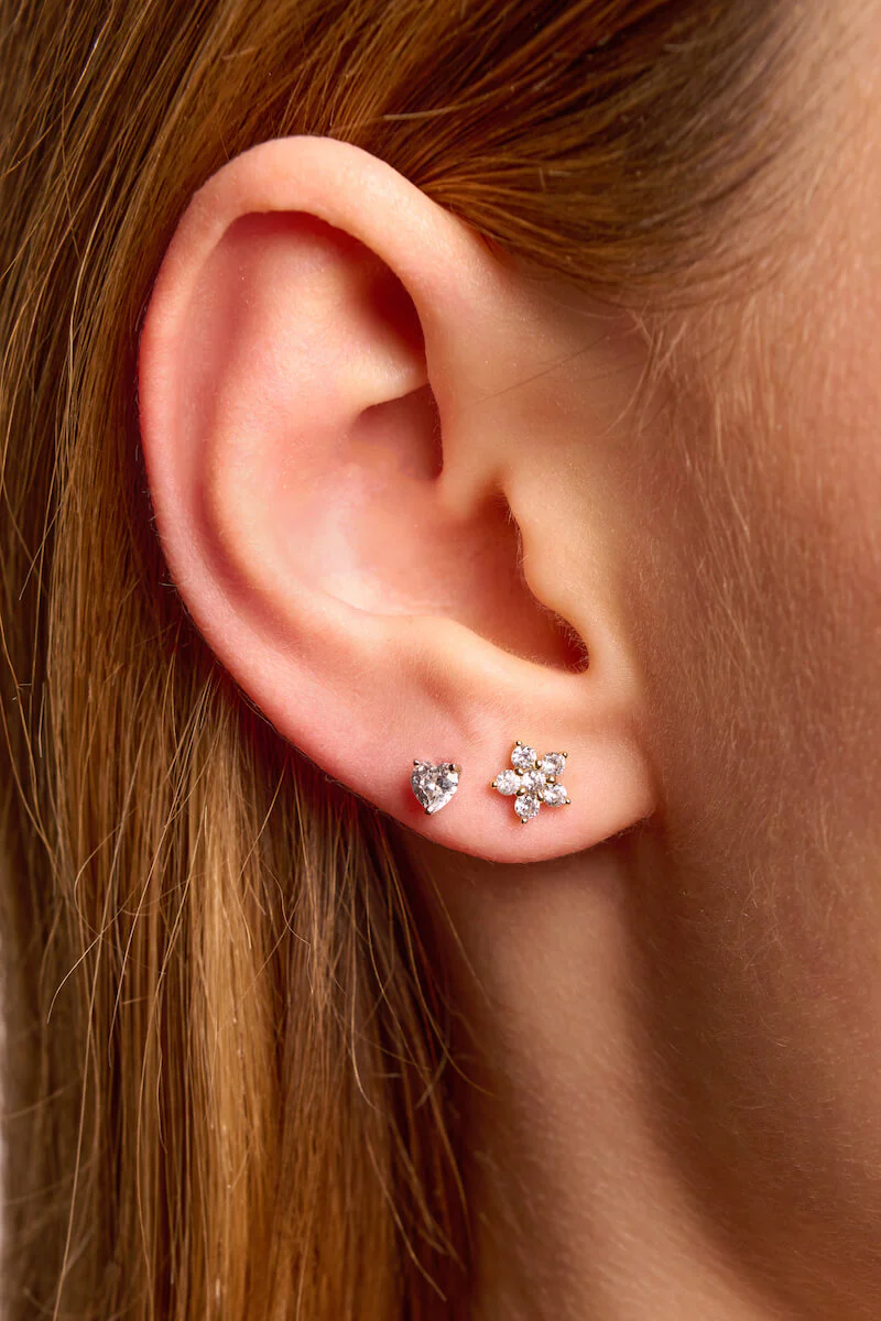Dainty Heart Stud Earrings - Image 4