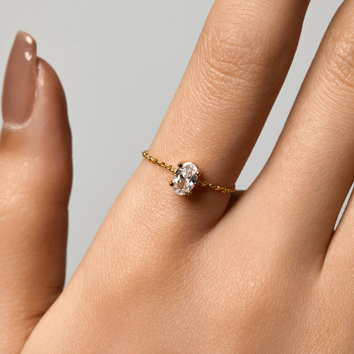 Dainty Oval Chain Ring - Image 3