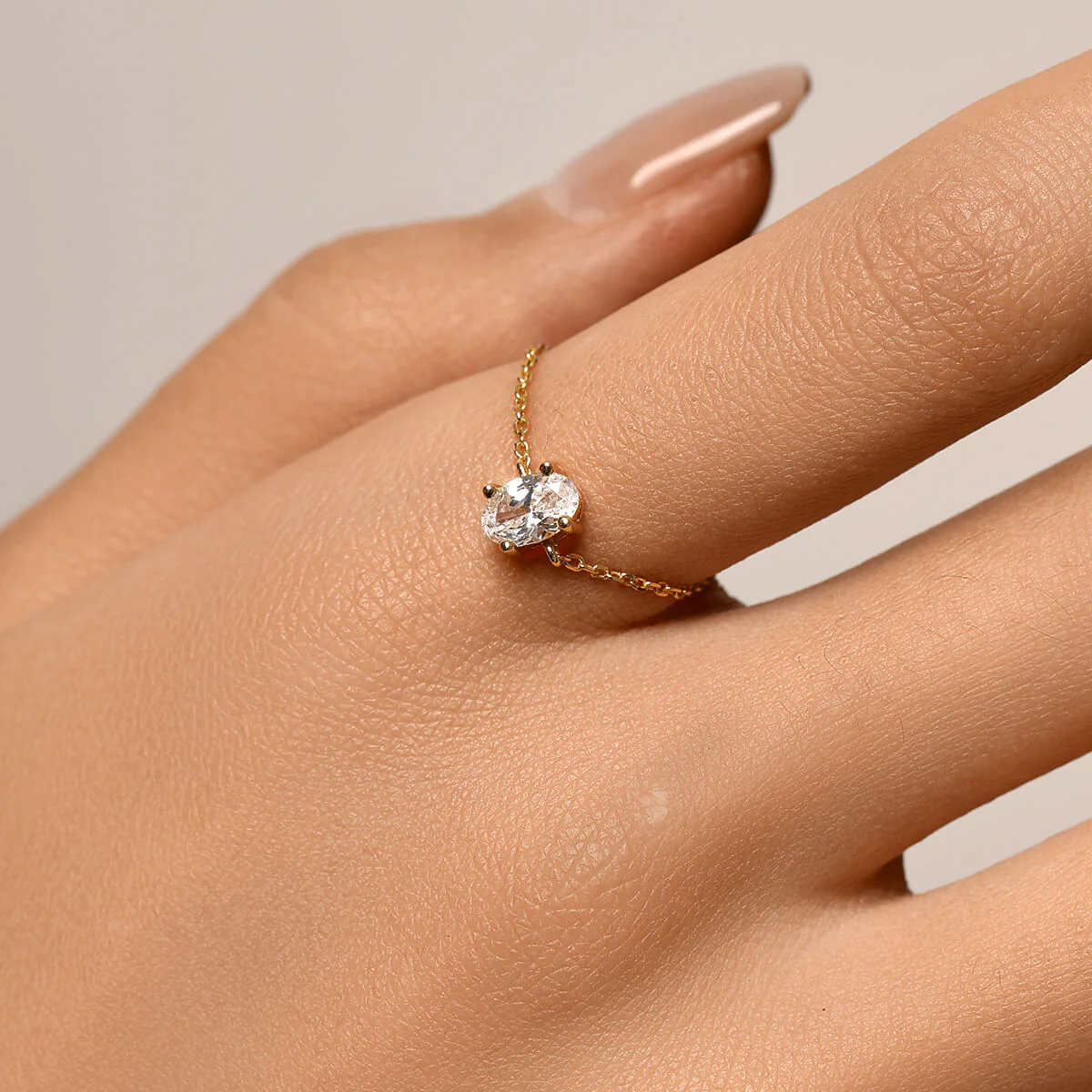 Dainty Oval Chain Ring - Image 5