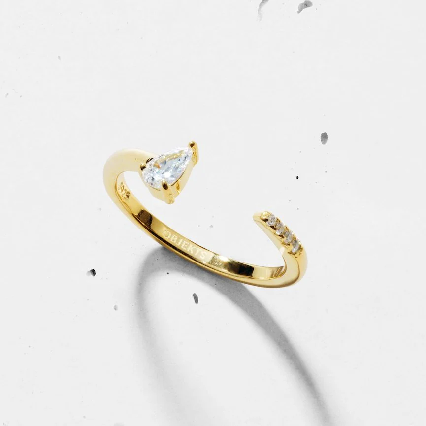 Dainty Pear Open Ring - Image 2
