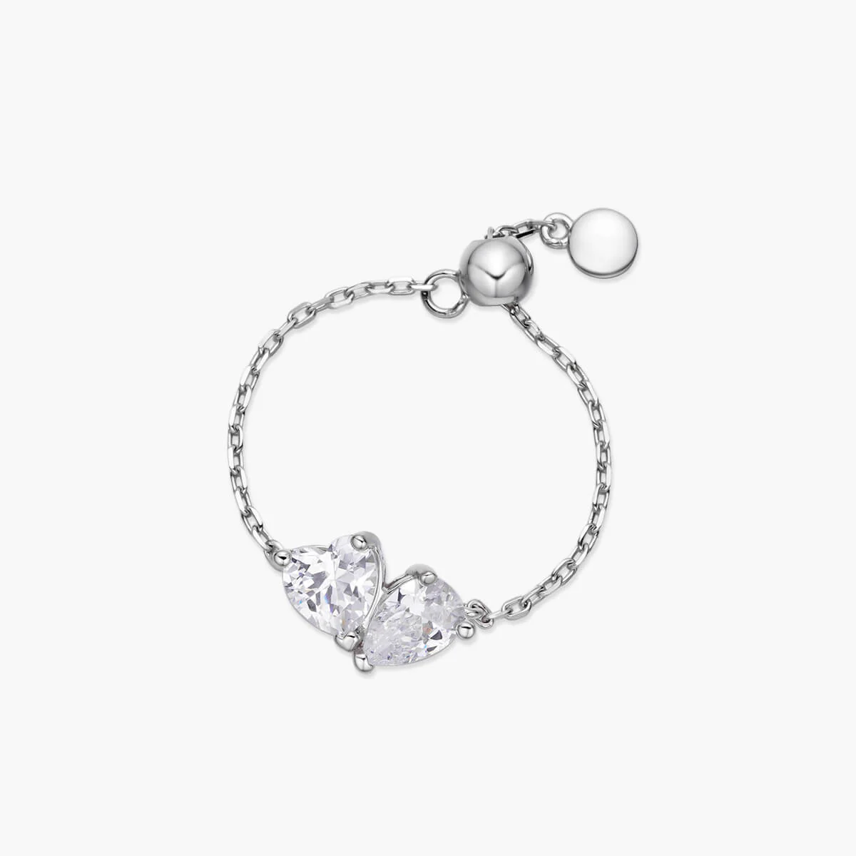 Dainty Pear X Heart Chain Ring - Image 2