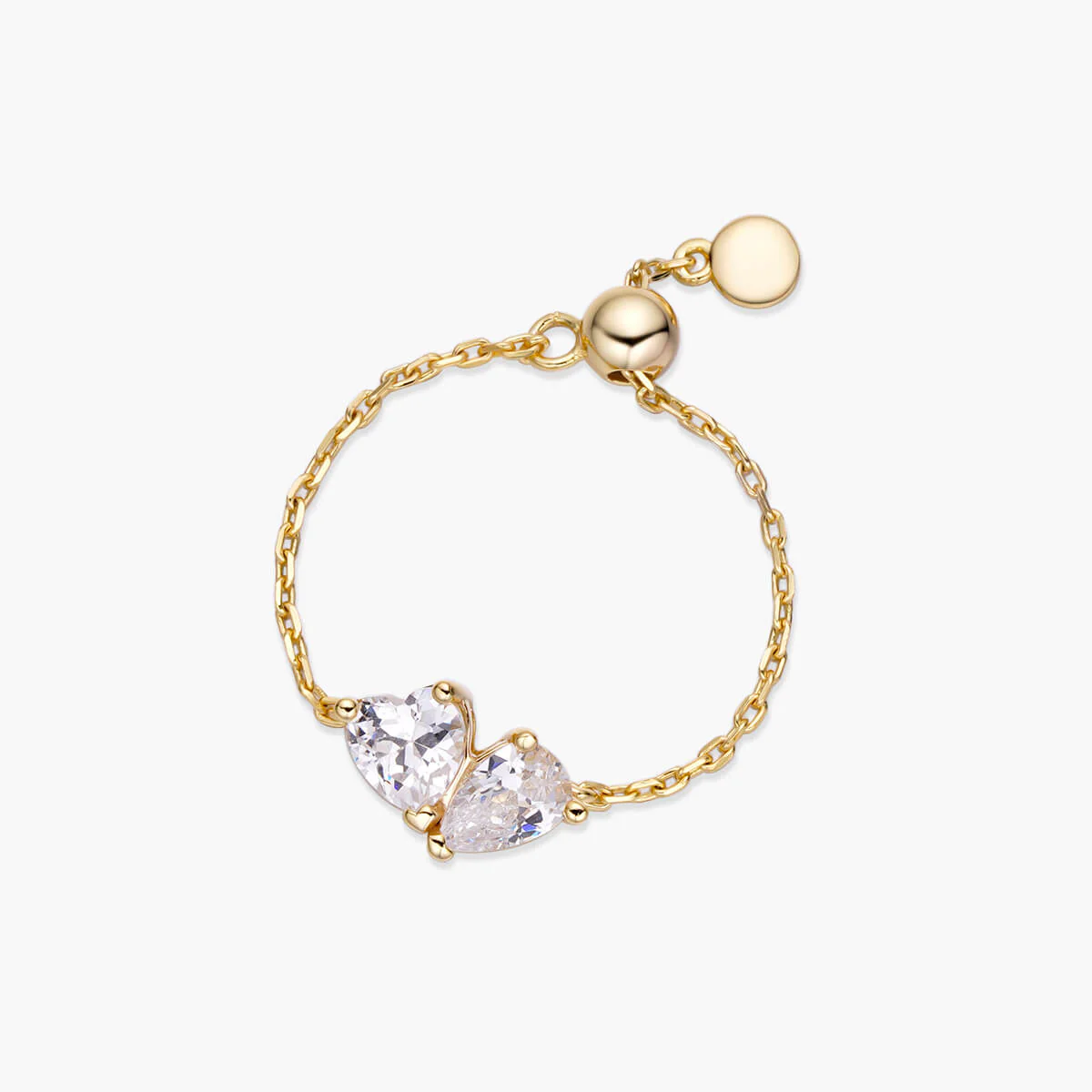 Dainty Pear X Heart Chain Ring - Image 3