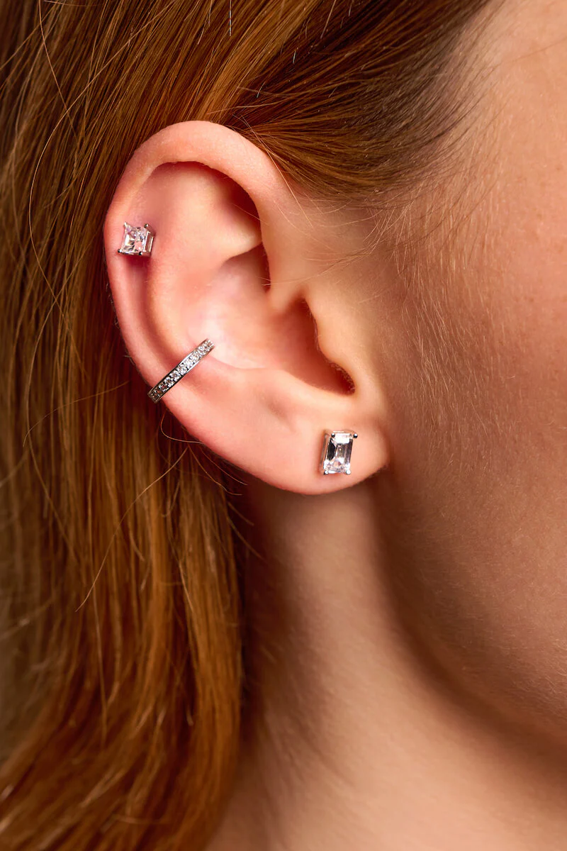 Dainty Square Stud Earrings - Image 5