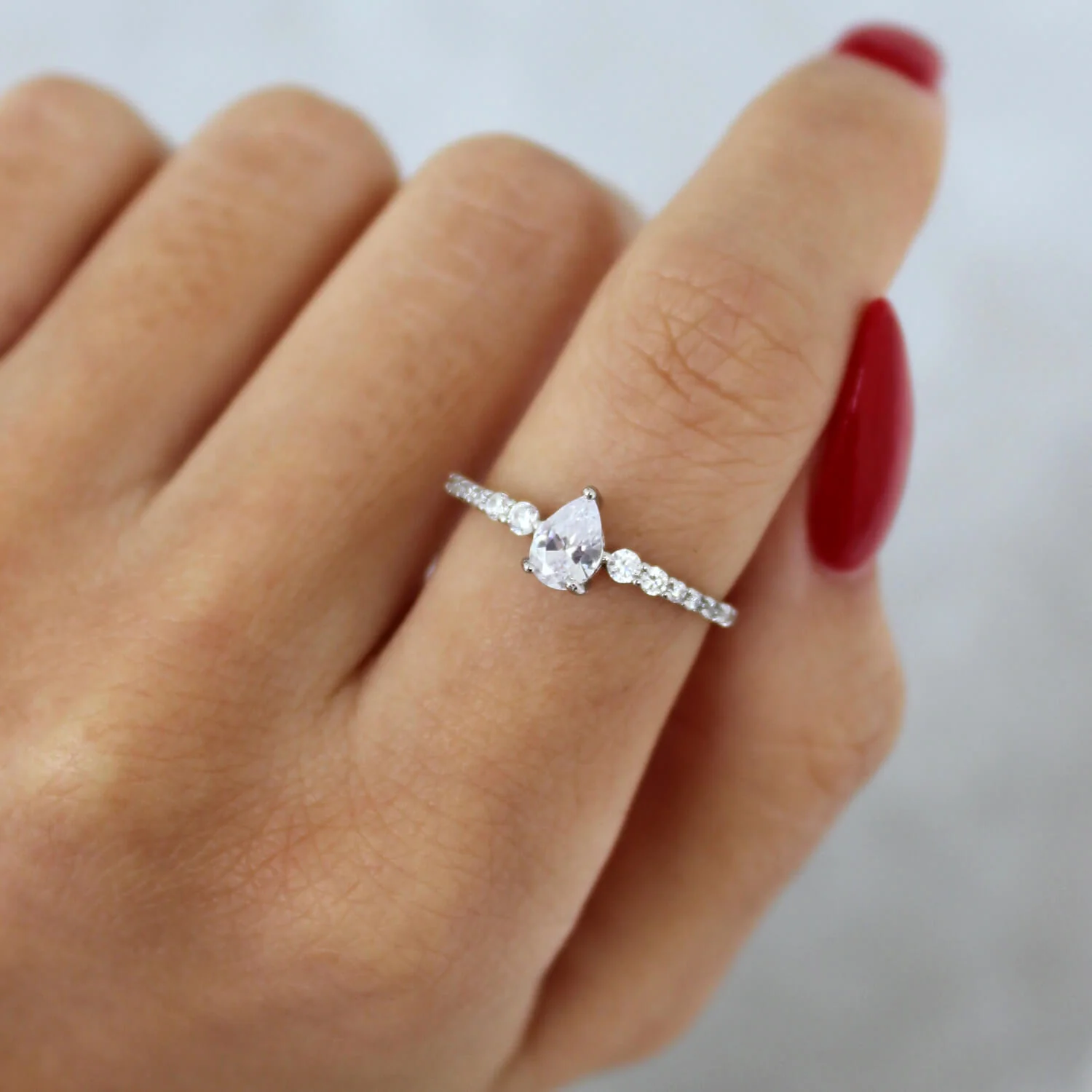 Dew Dainty Pear-cut Ring - Image 3