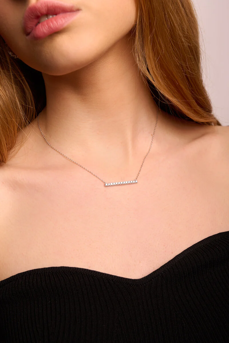Diamante Bar Pendant Necklace - Image 3