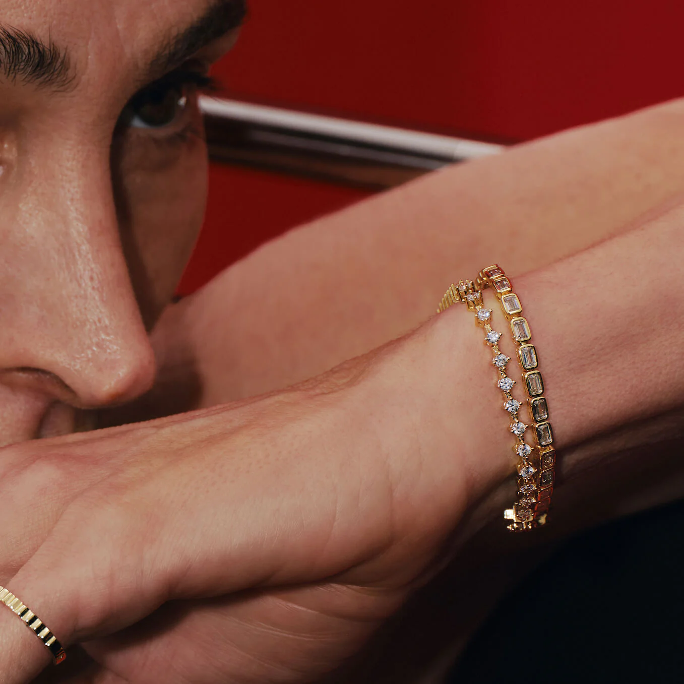 Bezel Emerald Tennis Bracelet - Image 9