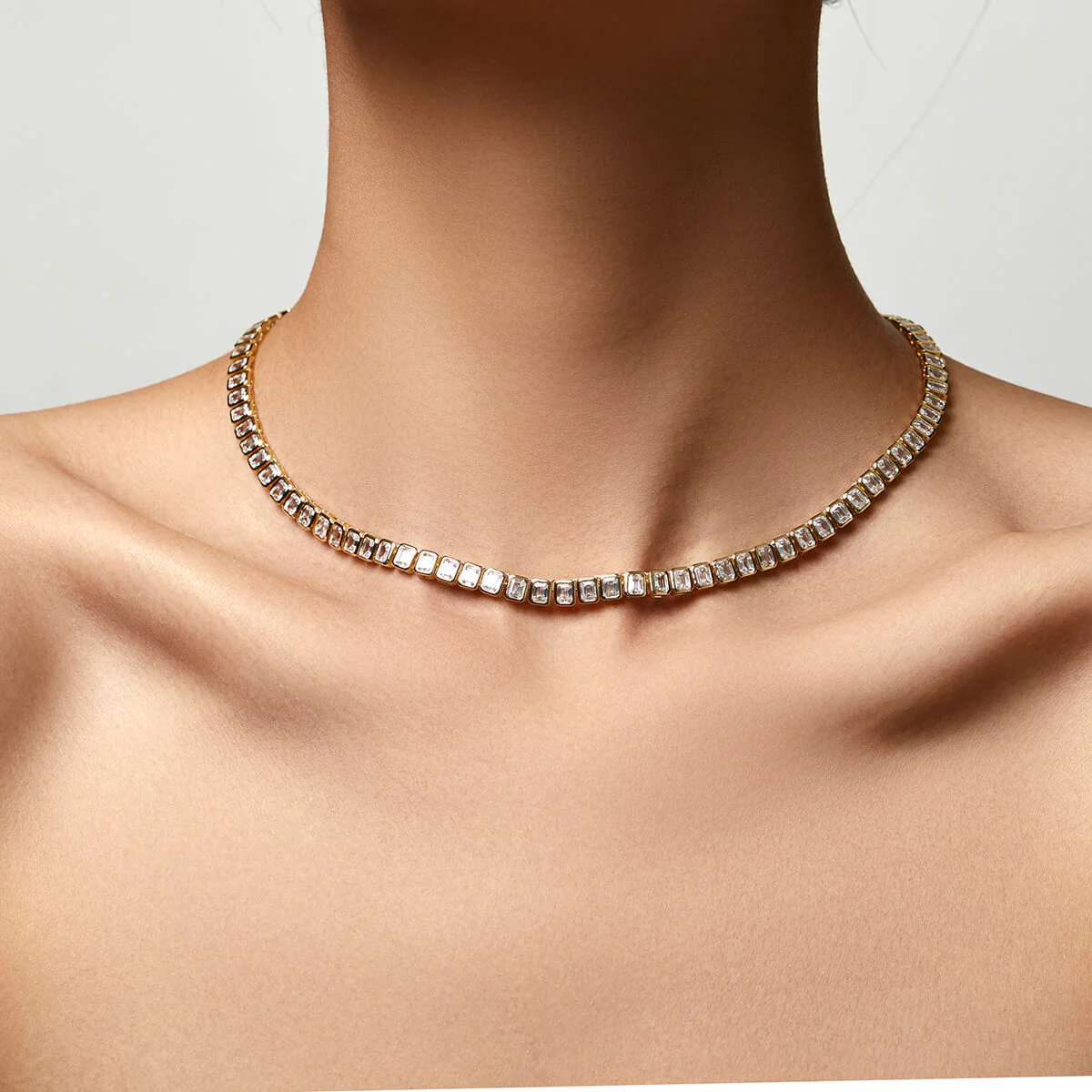 Emerald Bezel Tennis Necklace - Image 2