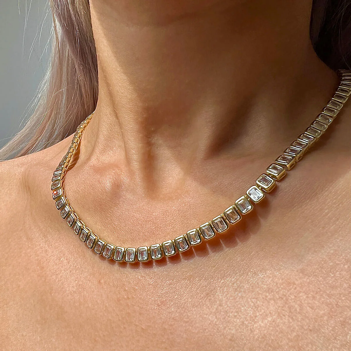 Emerald Bezel Tennis Necklace - Image 8