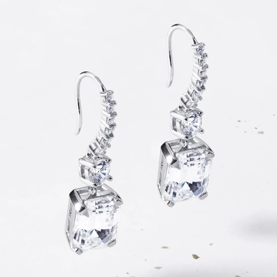 Emerald-cut Drop Earrings | HighCarbon | Sterling Silver - Image 3