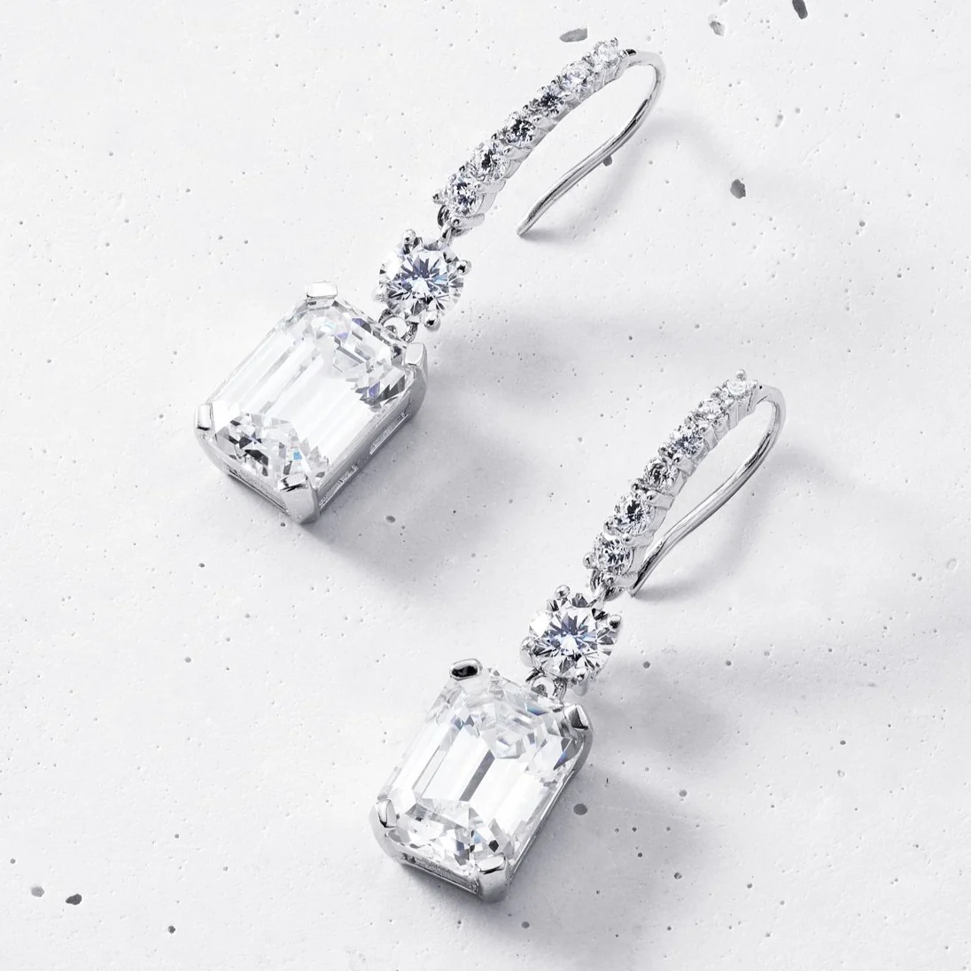 Emerald-cut Drop Earrings | HighCarbon | Sterling Silver - Image 4