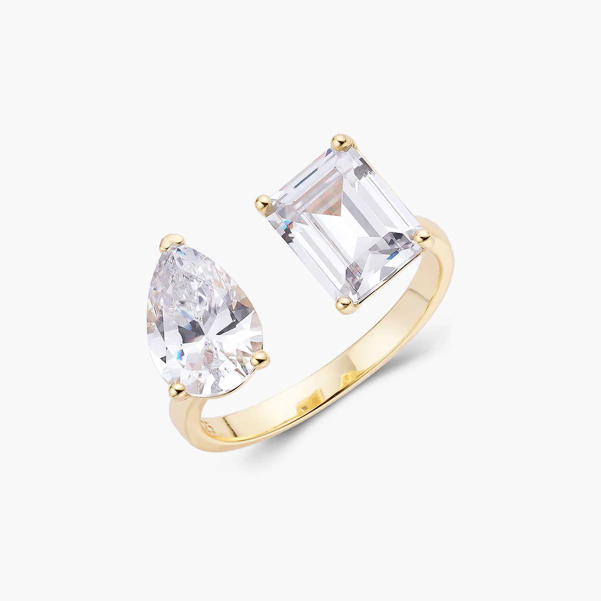 Emerald X Pear Open Ring - Image 3