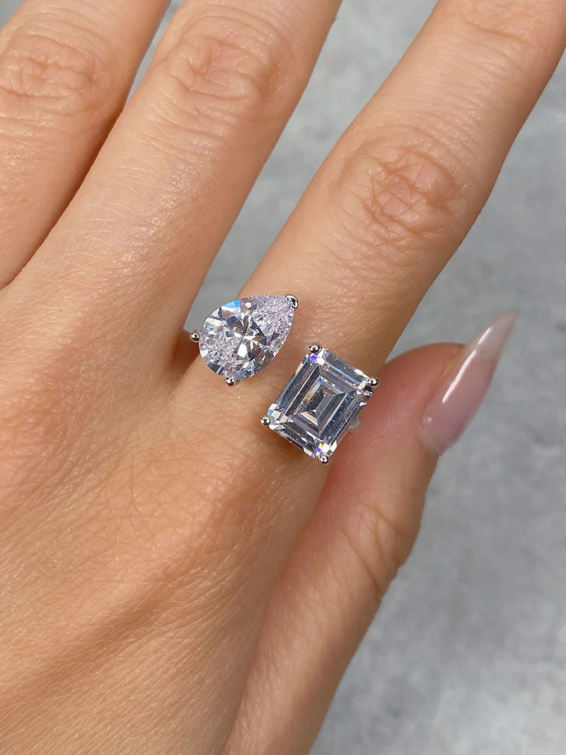Emerald X Pear Open Ring - Image 4