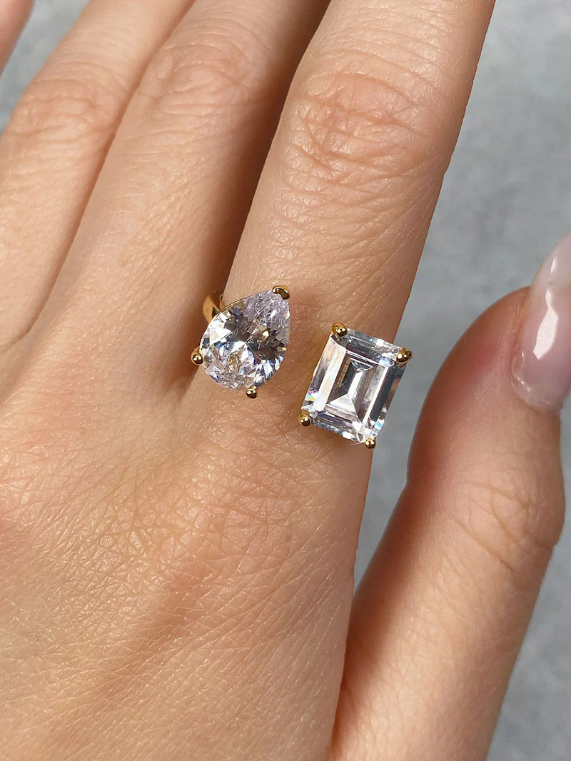 Emerald X Pear Open Ring - Image 5