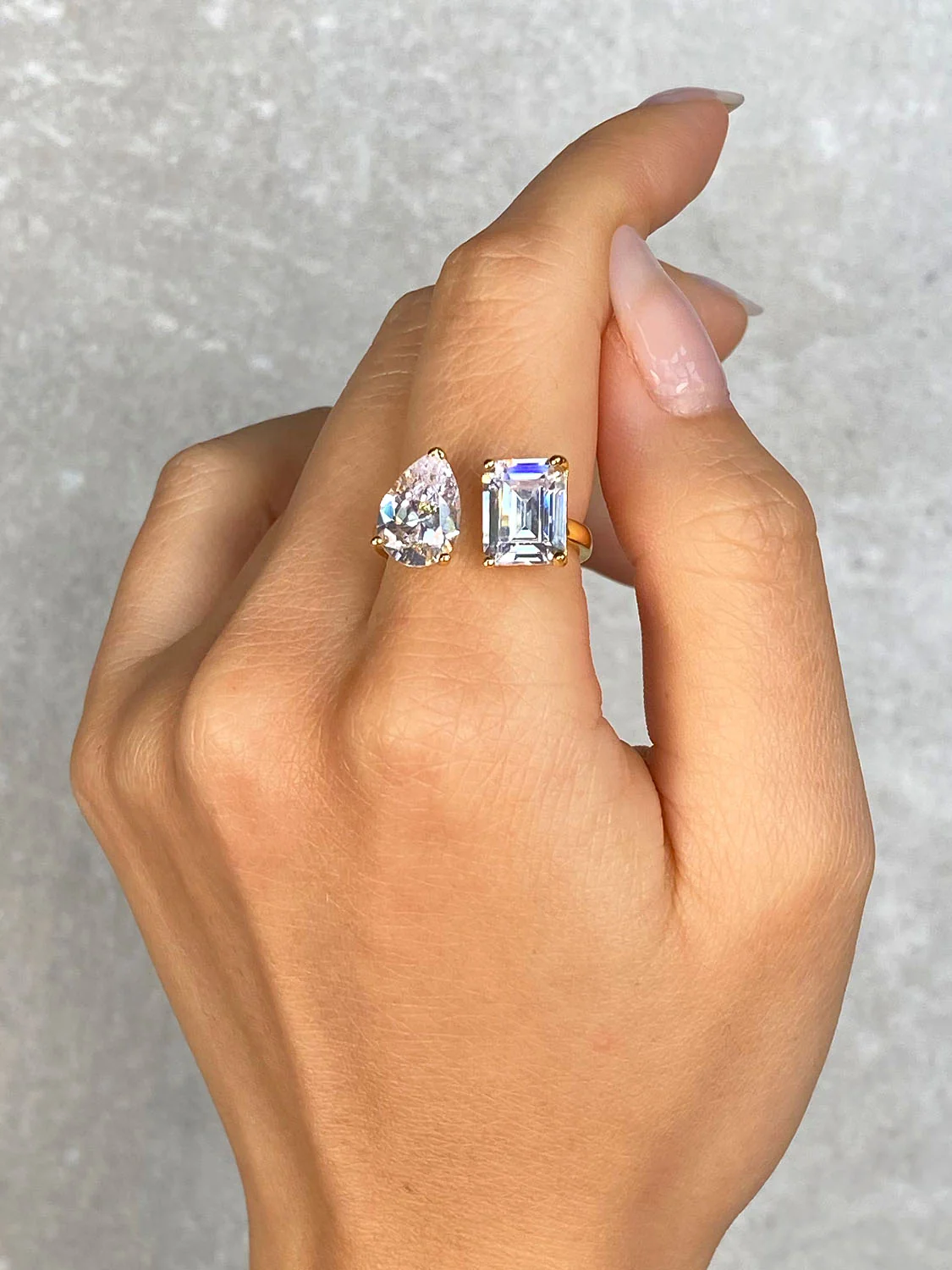 Emerald X Pear Open Ring - Image 6
