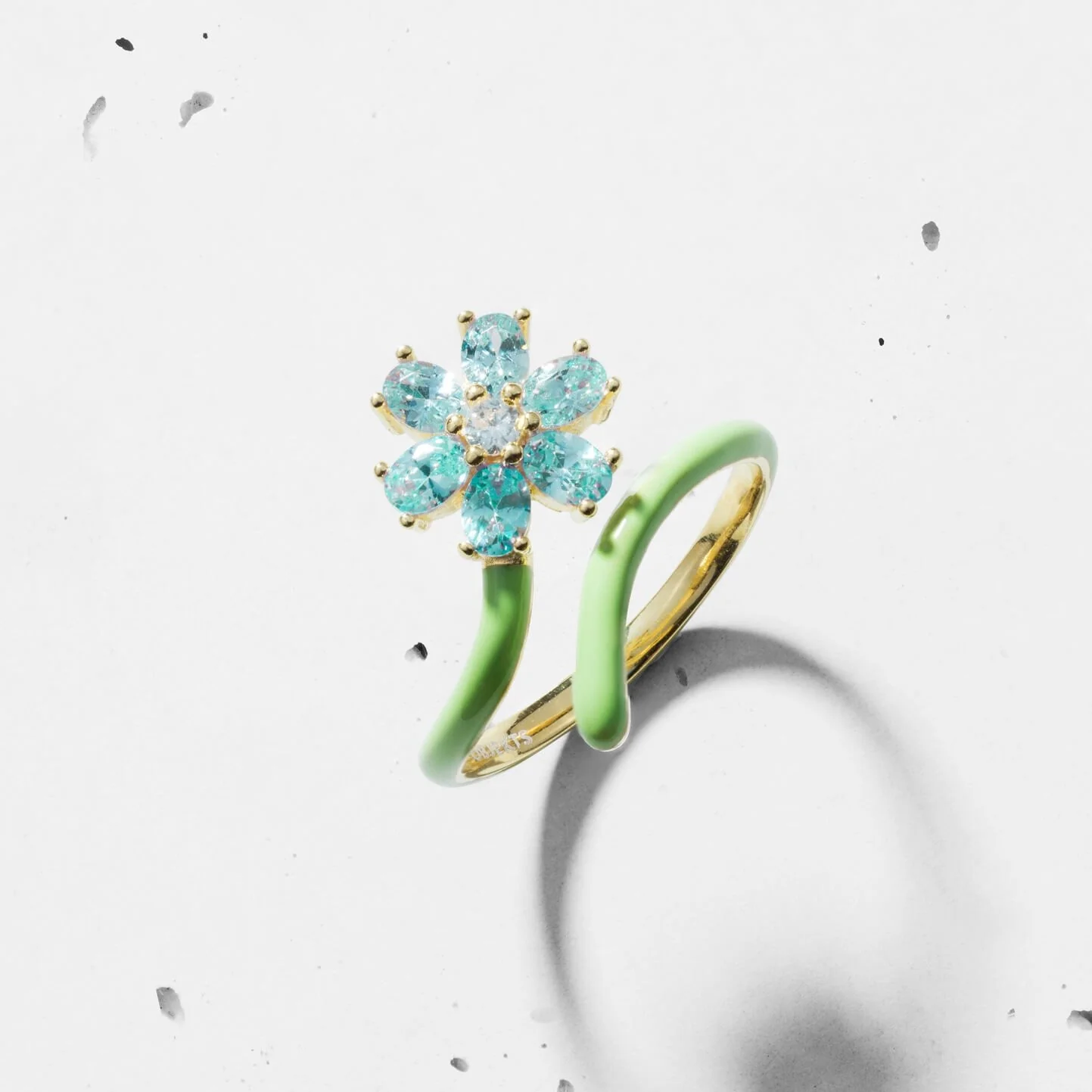 Enamel Flower Open Ring - Image 3