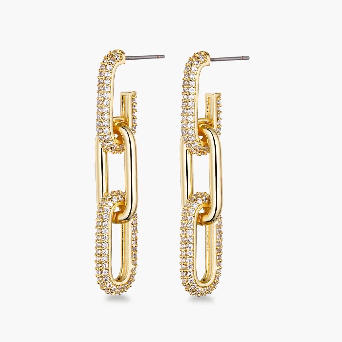 Half Pave Chain Earrings - Image 3