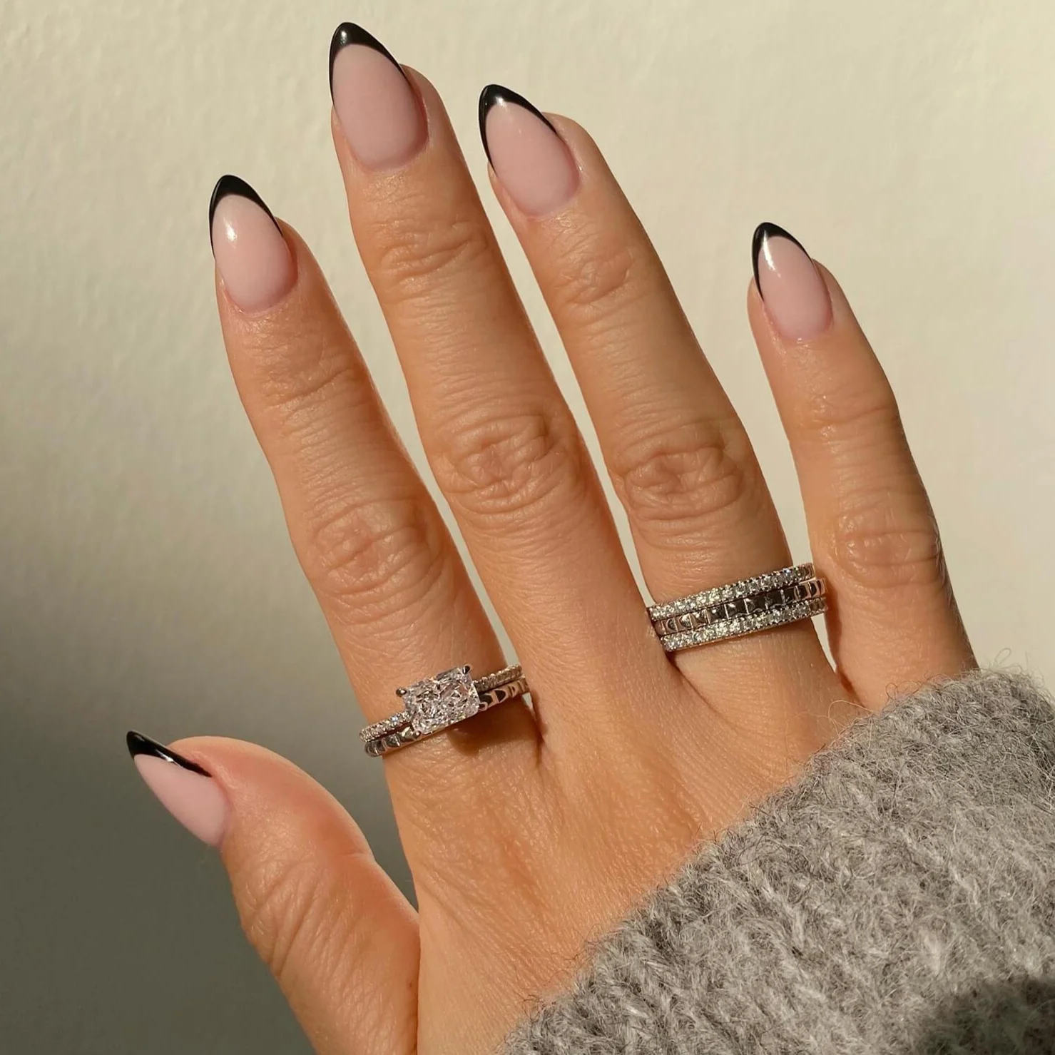 Half Pyramid Half Pave Stacking Ring - Image 5