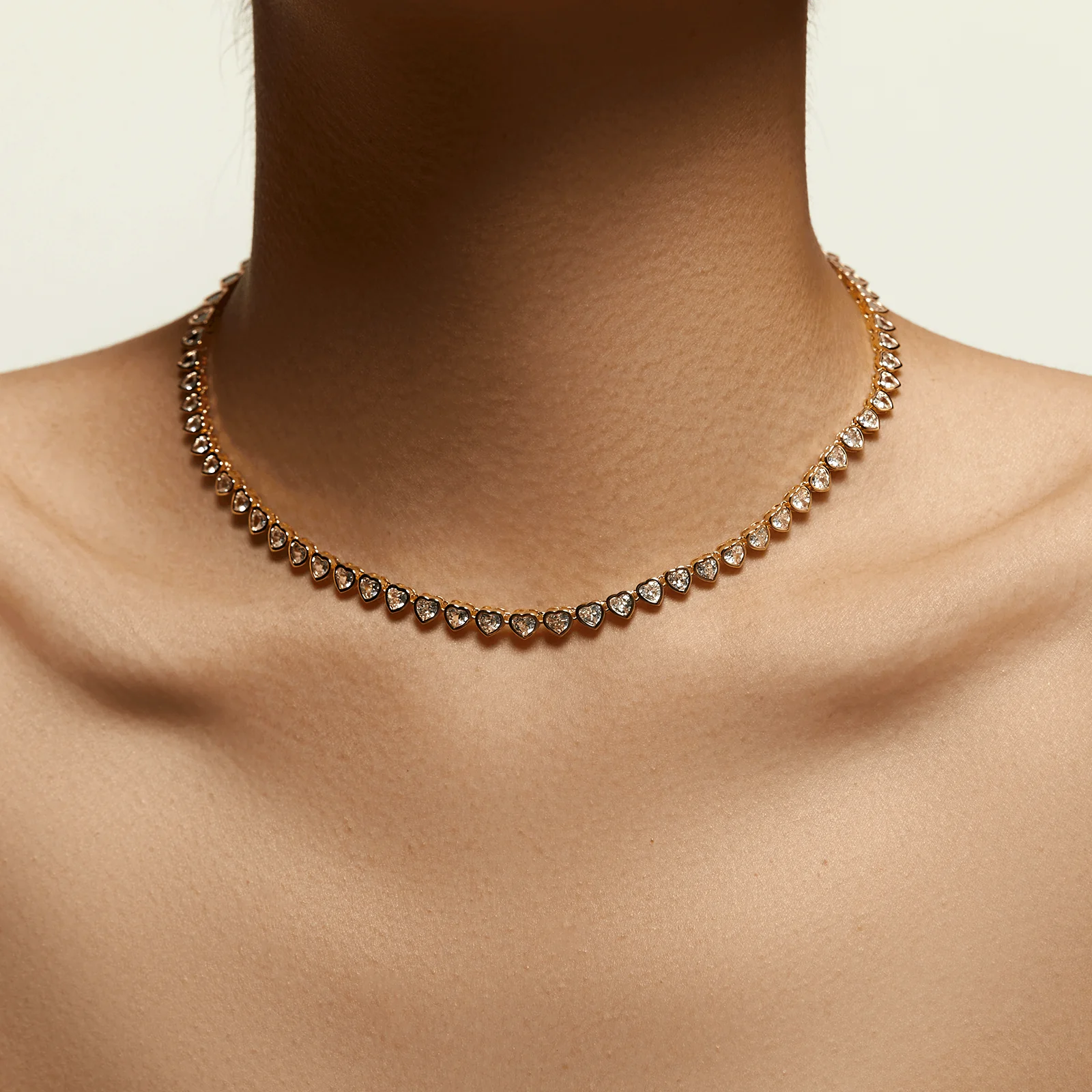 Heart Bezel Tennis Necklace - Image 2