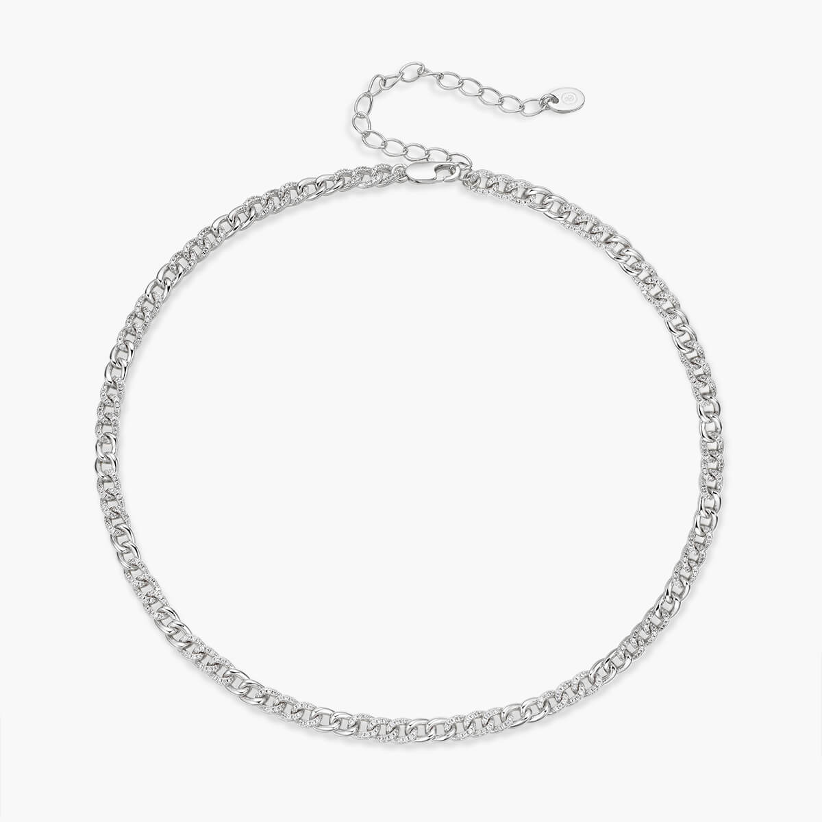Half Pave Mini Curb Chain Necklace - Image 3