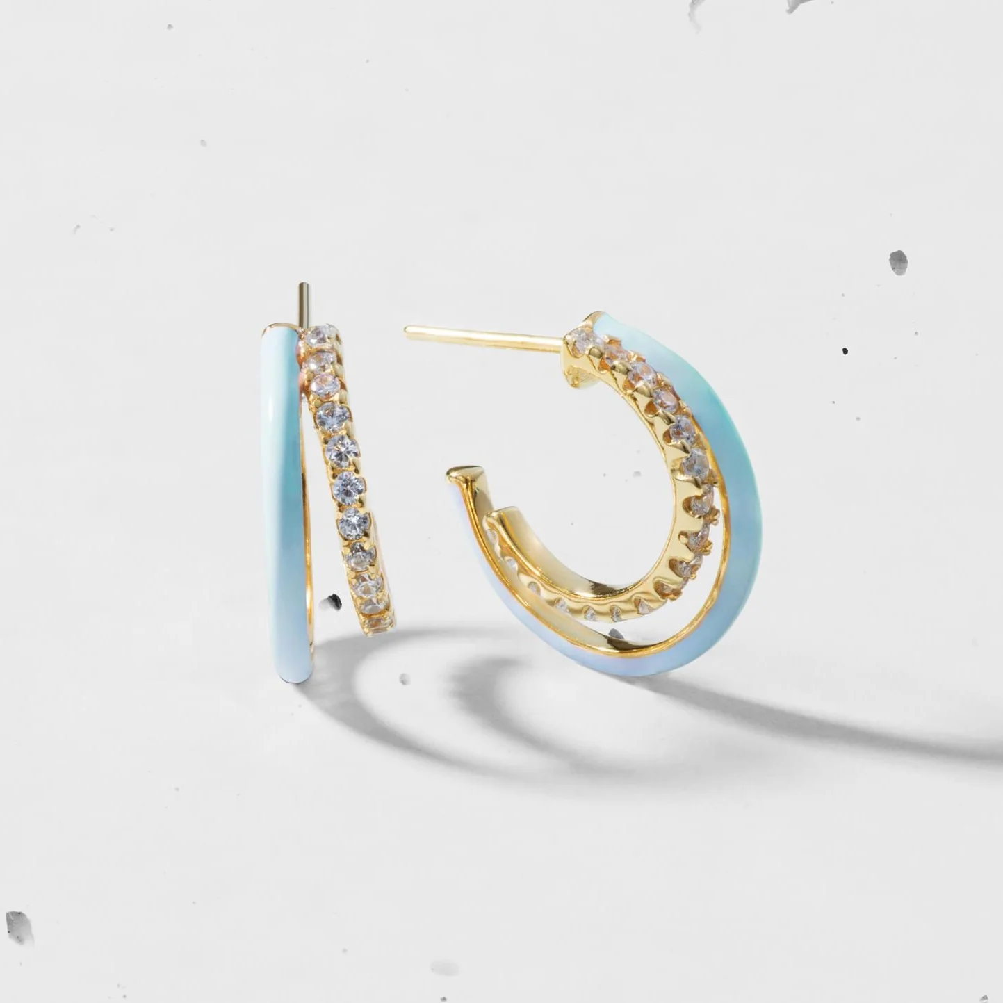 Mini Enamel Double Hoop Earrings - Image 3