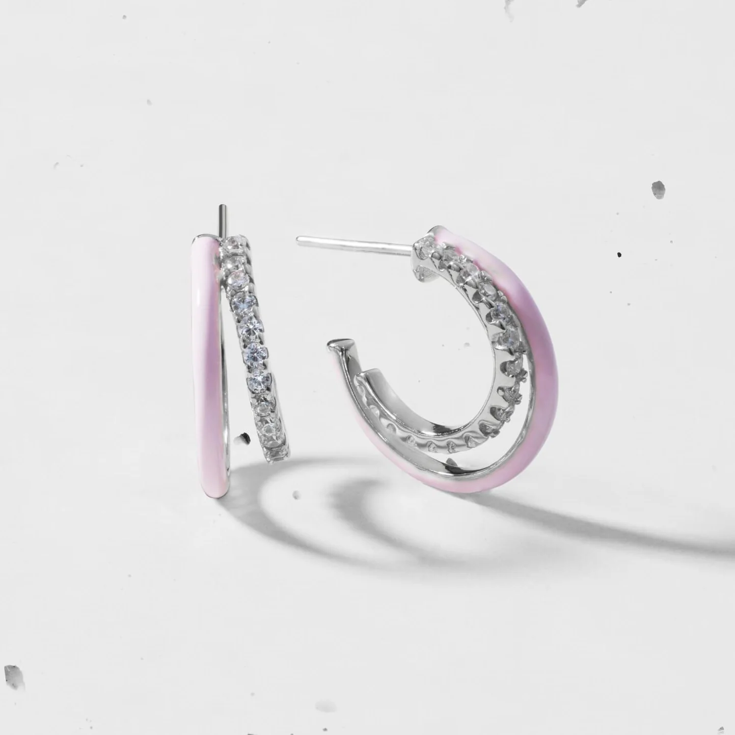 Mini Enamel Double Hoop Earrings - Image 6