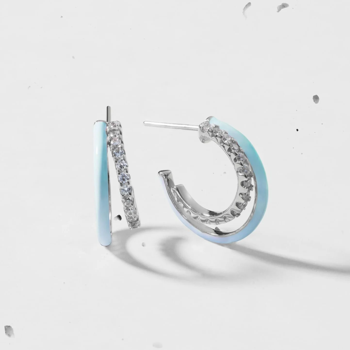 Mini Enamel Double Hoop Earrings - Image 7
