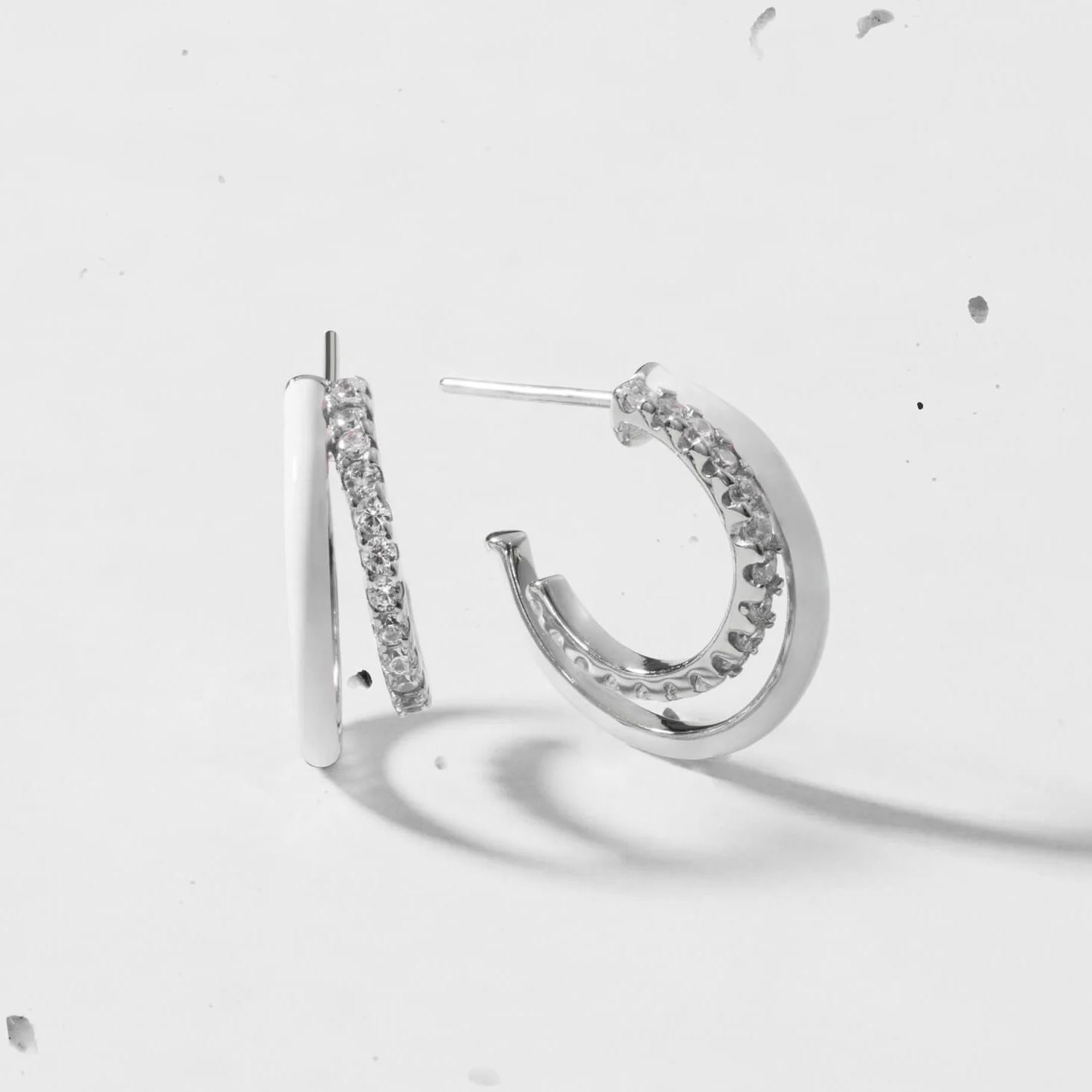 Mini Enamel Double Hoop Earrings - Image 8