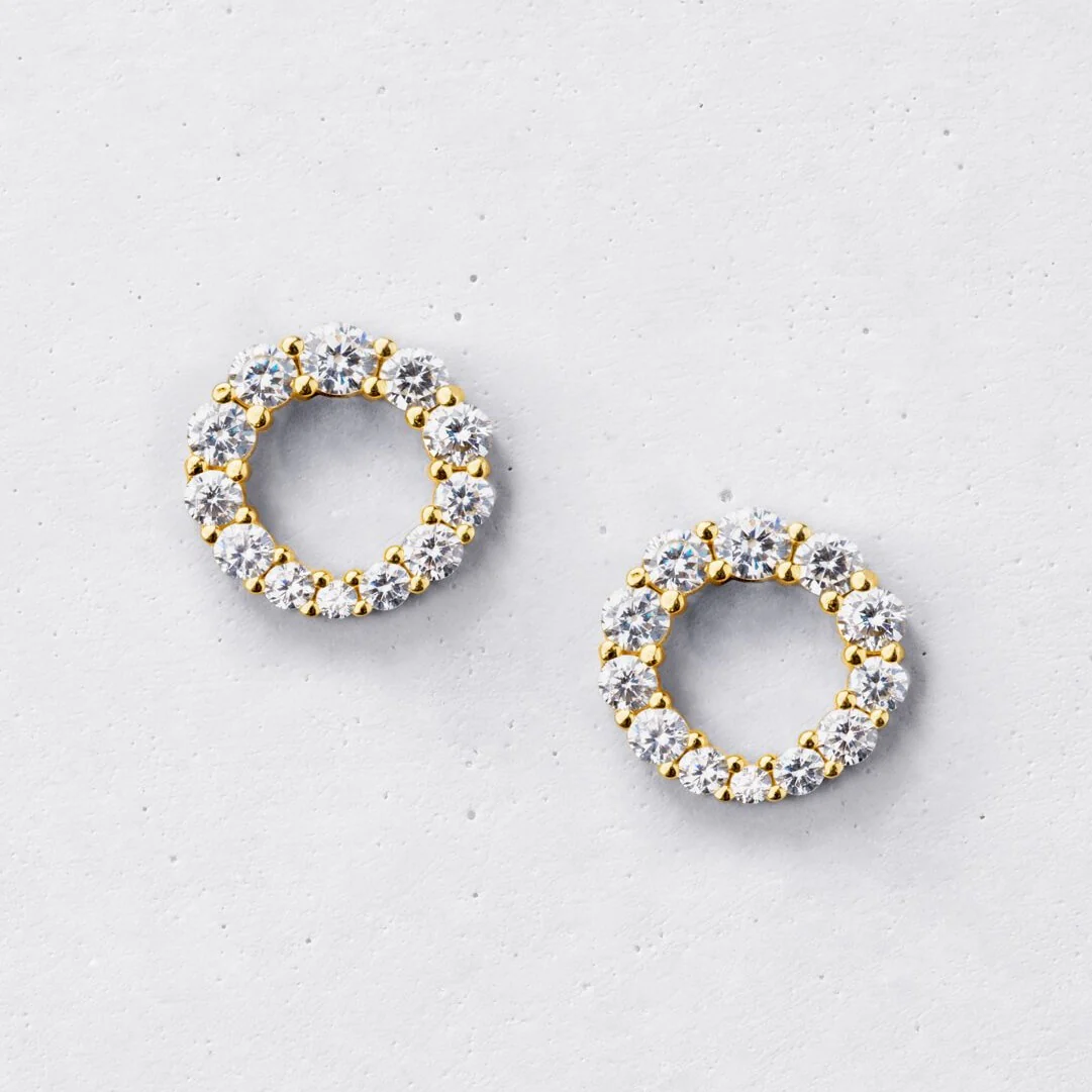 Mini Round Gradient Infinity Stud Earrings - Image 3