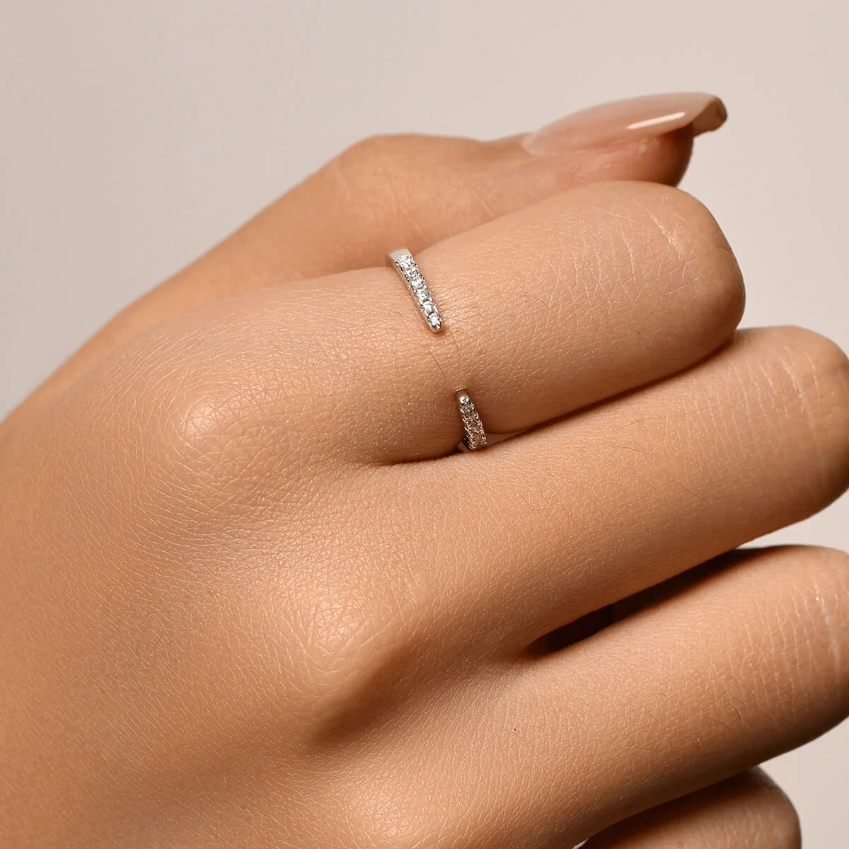 Open Pavé Stacking Ring - Image 3