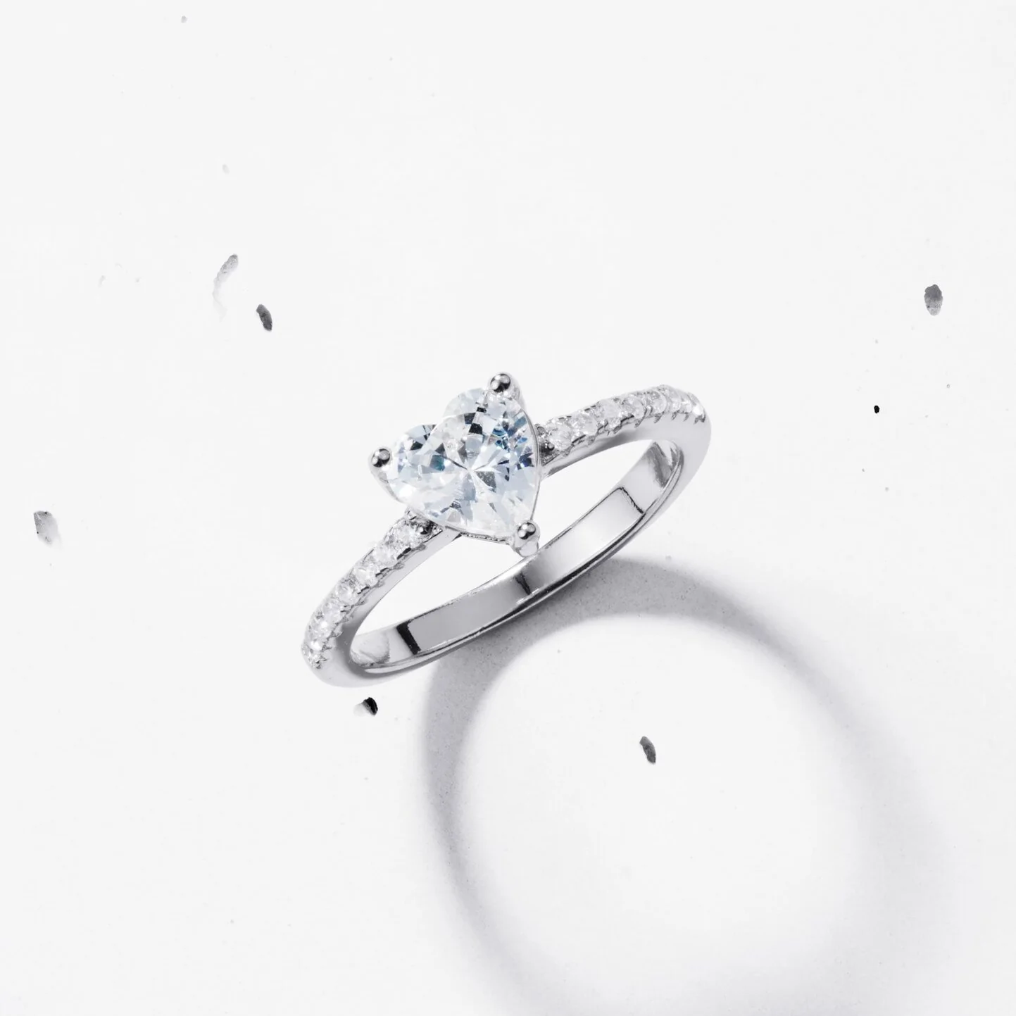 Pave Heart Solitaire Ring - Image 2