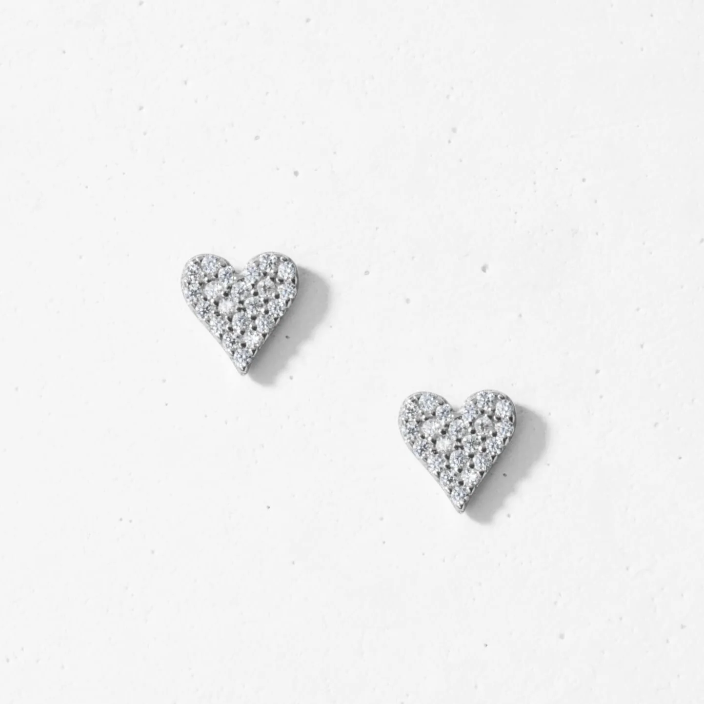 Pave Heart Stud Earrings