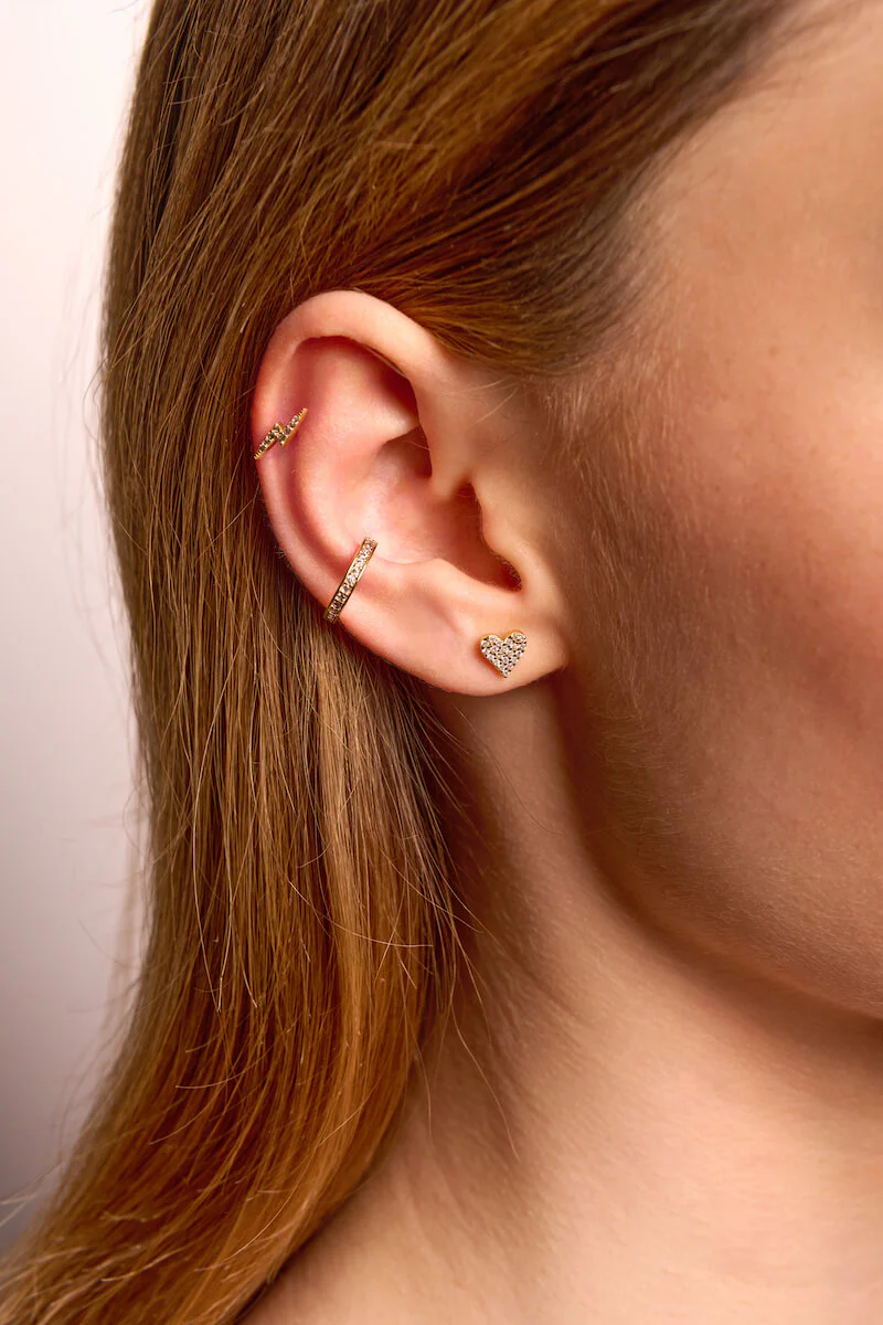 Pave Heart Stud Earrings - Image 2