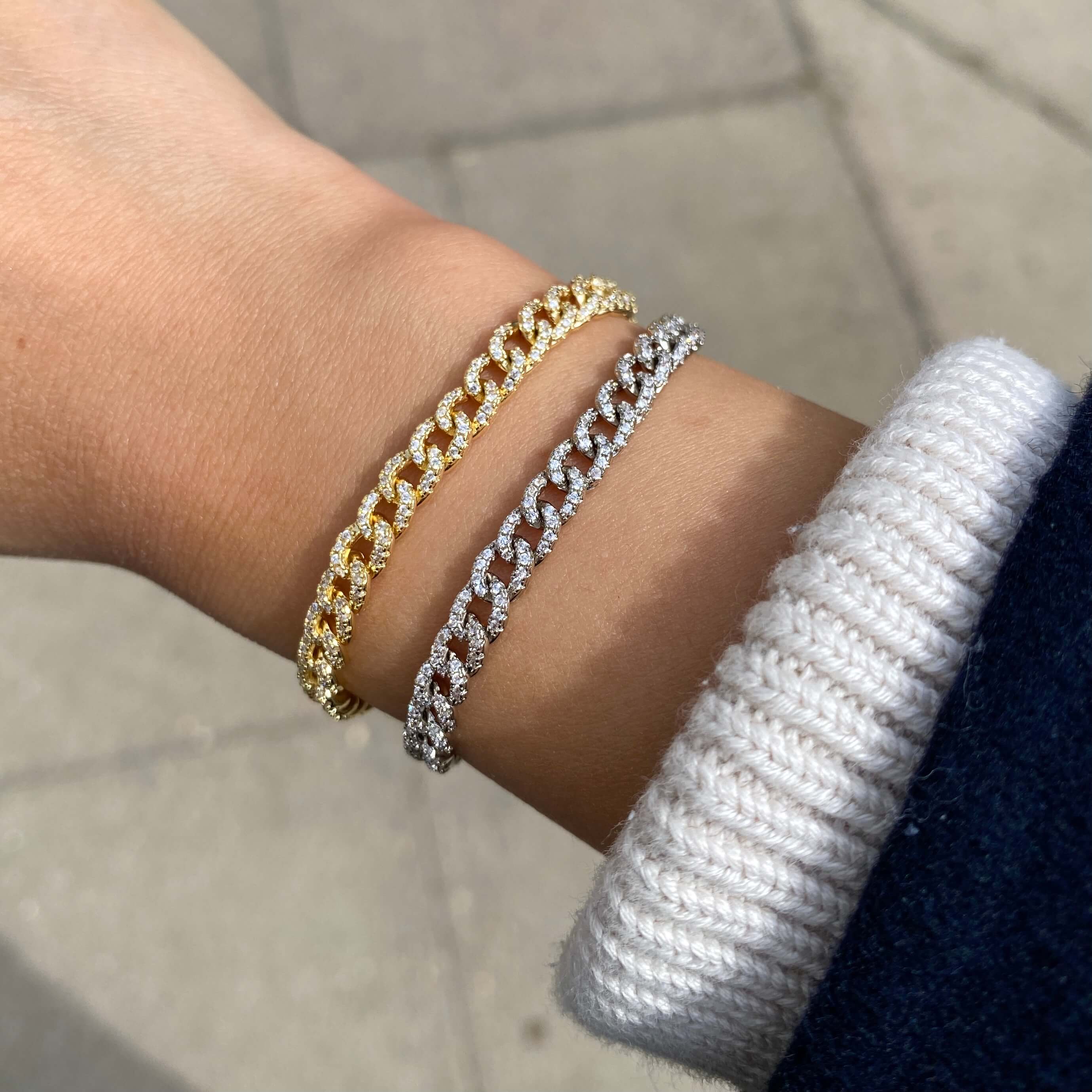 Pavé Mini Curb Chain Bracelet - Image 3