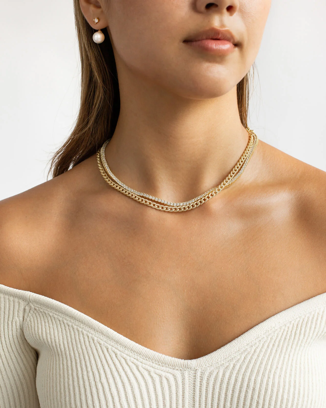 Pave Mini Curb Chain Necklace - Image 4