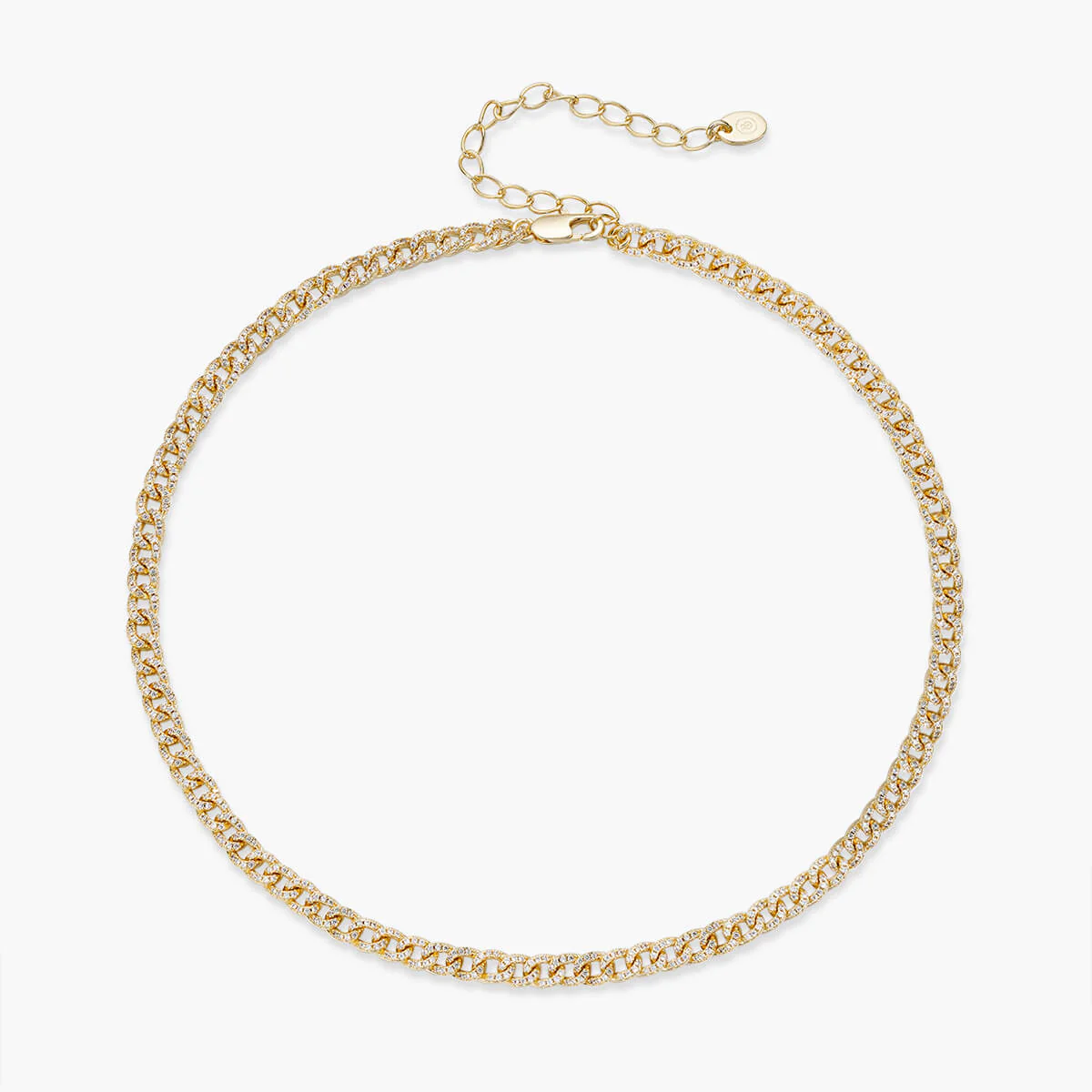 Pave Mini Curb Chain Necklace - Image 7